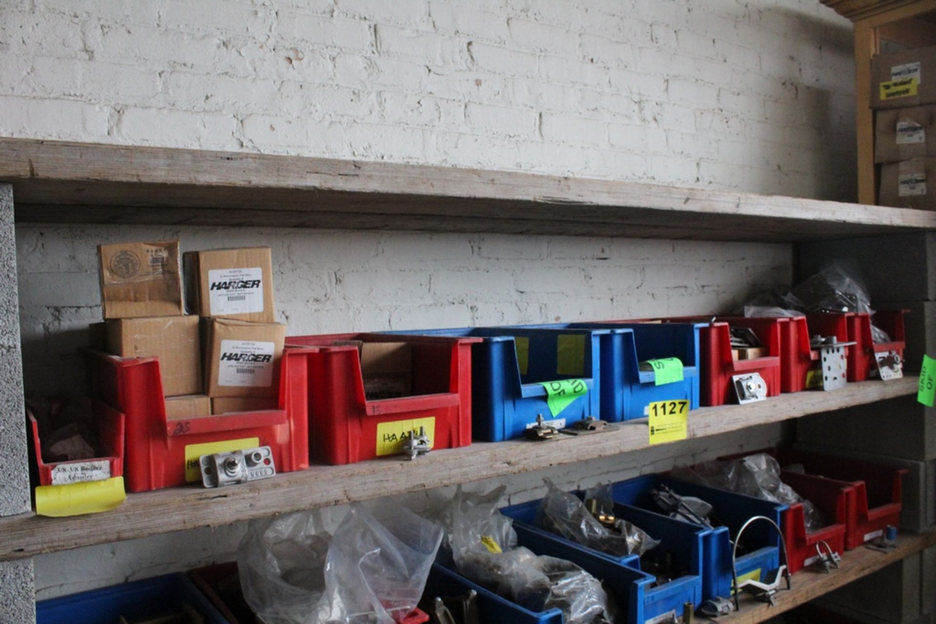 LARGE QTY OF LIGHTENING ROD HARDWARE ON SHELF