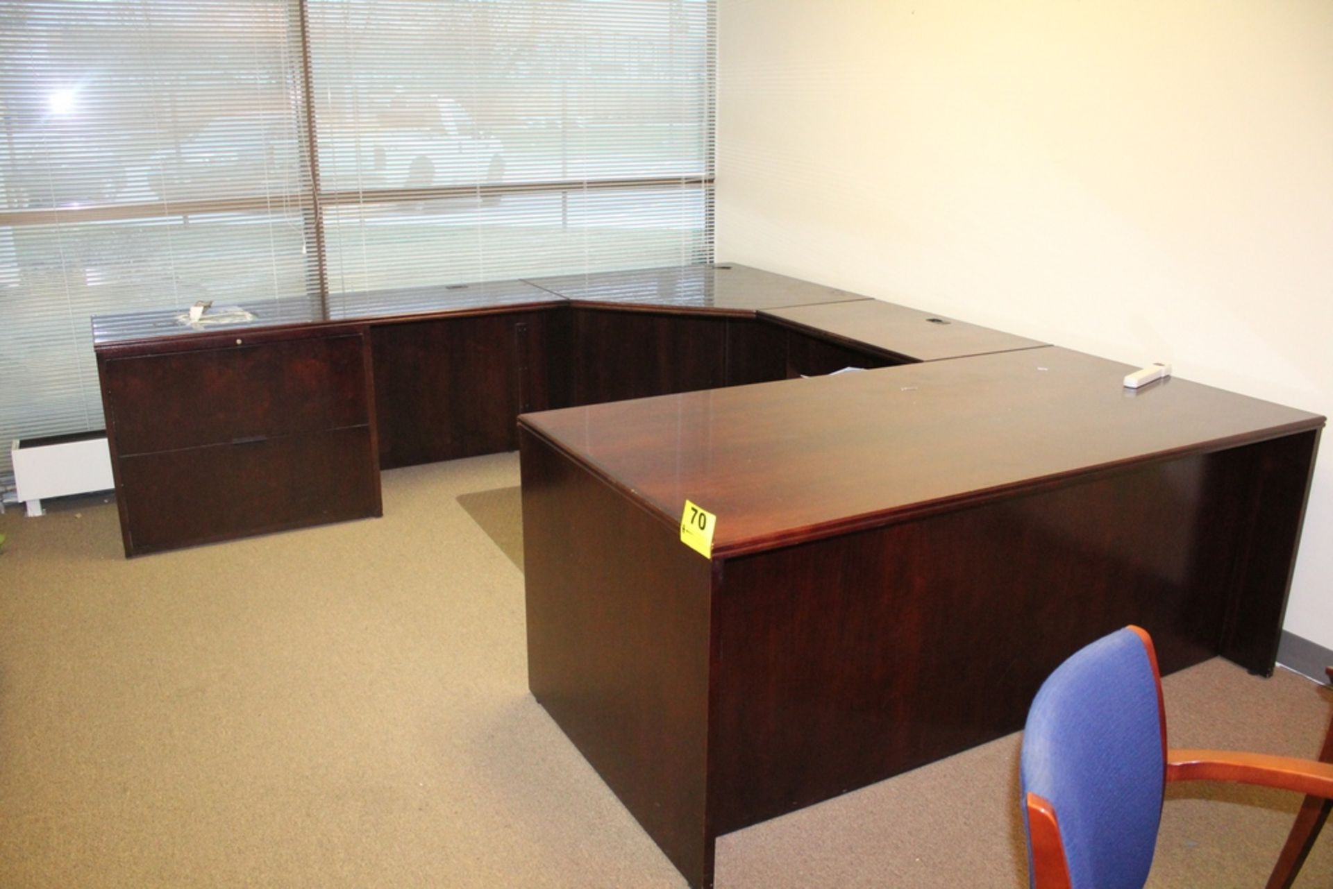 LARGE U-SHAPED DESK, 114" X 72" WITH TWO LATERAL FILE CABINETS