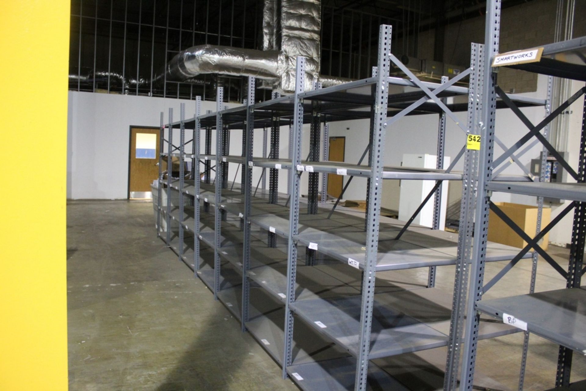 DOUBLE SIDED SHELVING UNIT, 21' X 2' X 85" PER SIDE