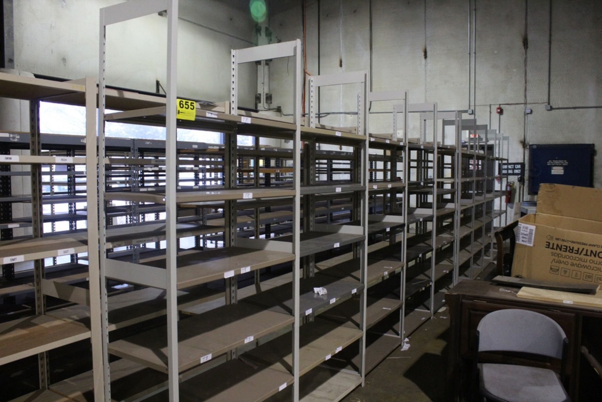 (10) SECTIONS OF METAL SHELVING, 30' X 84" X 18"