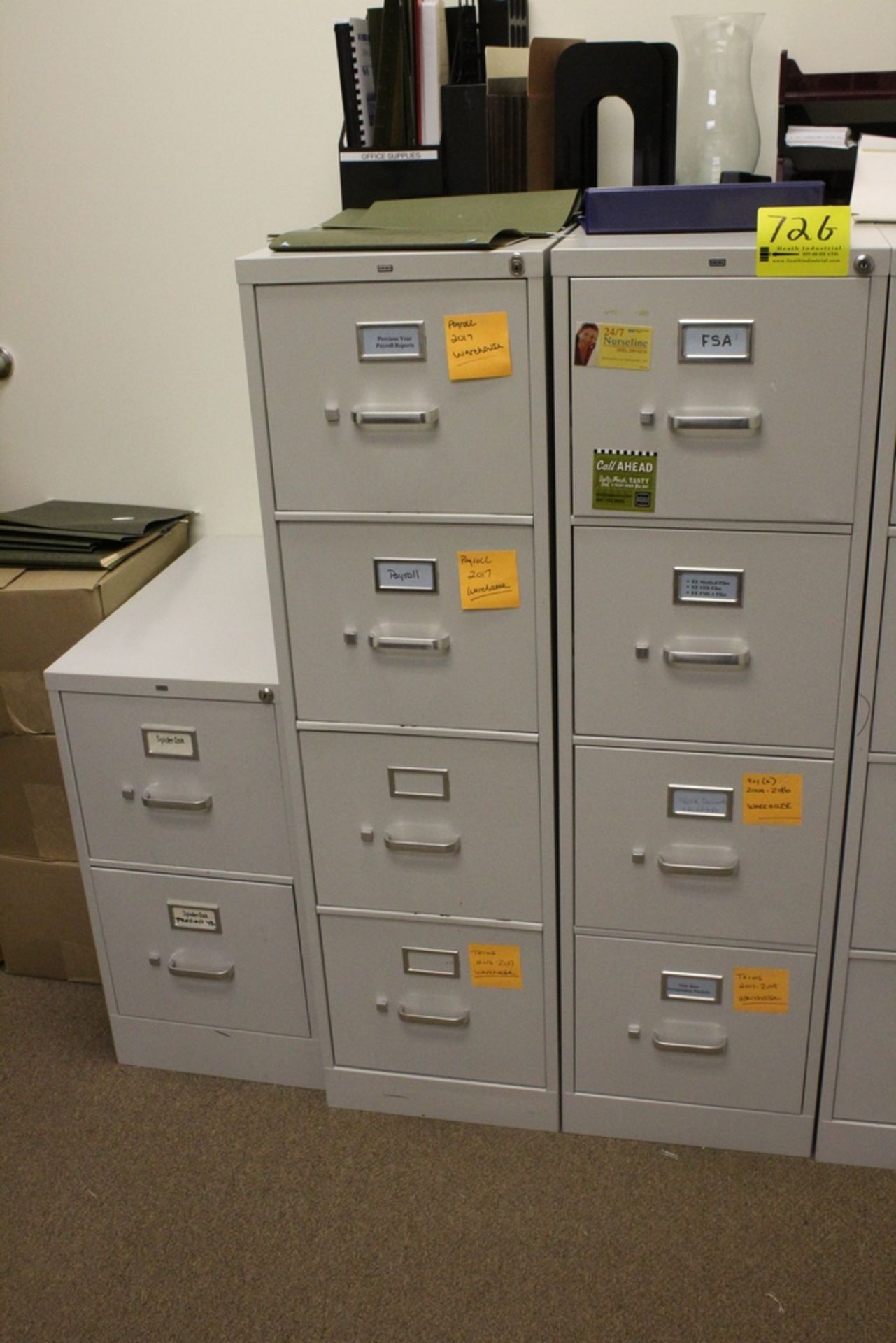 (2) HON FOUR DRAWER FILE CABINETS AND (1) TWO DRAWER