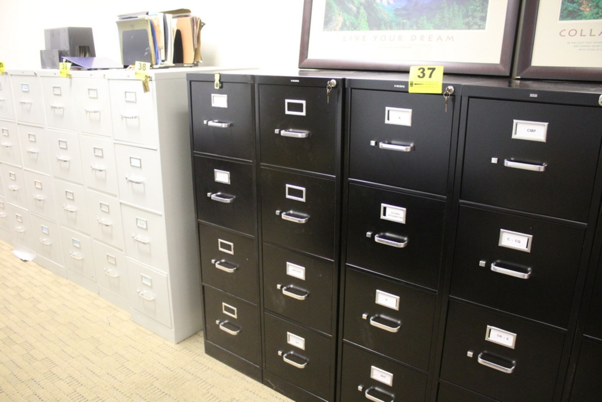 (2) HON FOUR DRAWER FILE CABINETS, 52" X 15" X 27"