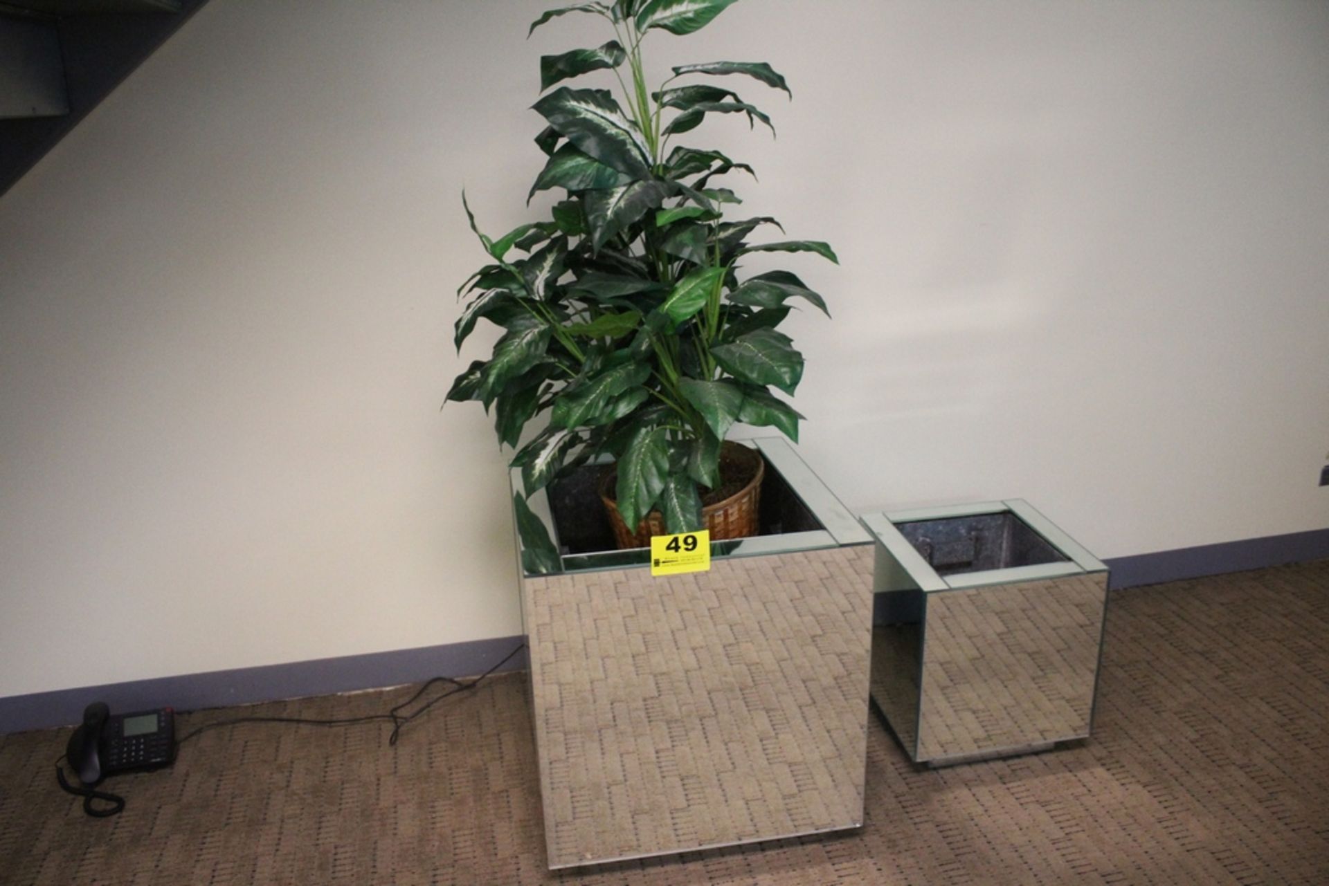 (2) PLANTER BOXES WITH ARTIFICIAL PLANT