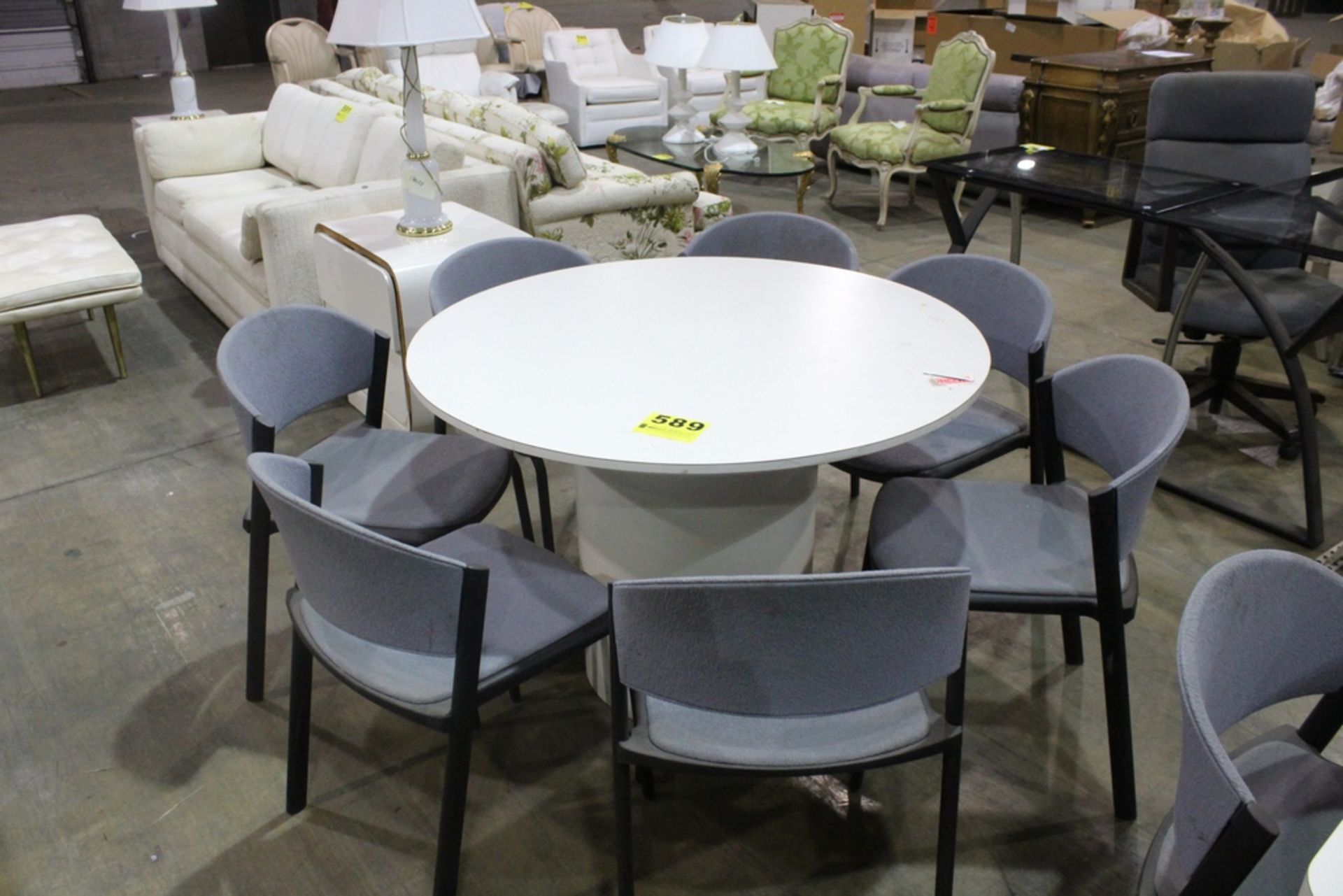 ROUND TABLE, 42" DIA. WITH (7) CHAIRS