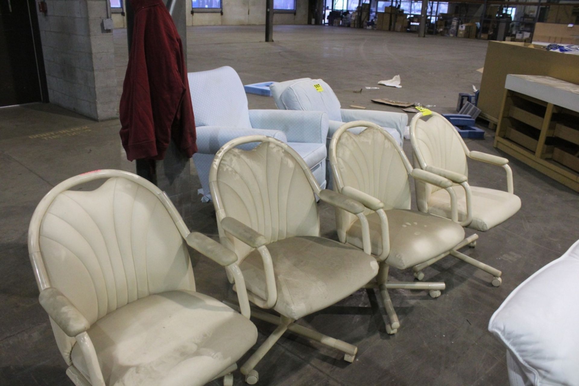 (4) PADDED CHAIRS WITH CASTERS