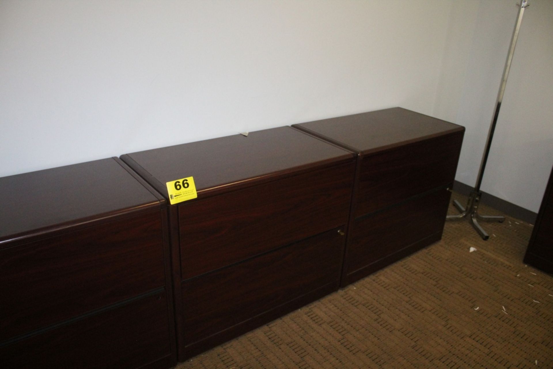 (2) HON WOOD LATERAL FILE CABINETS, 30" X 36" X 20"