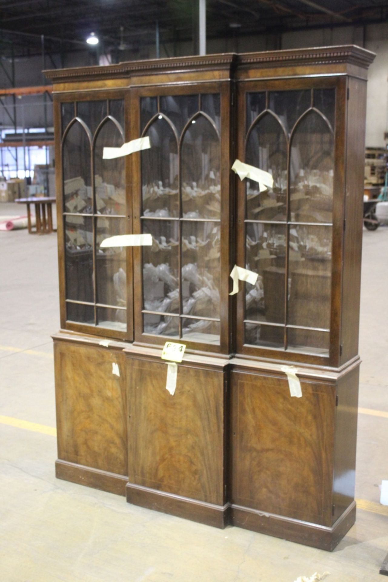 VINTAGE GLASS FRONT DISPLAY CABINET, 58"X 80"