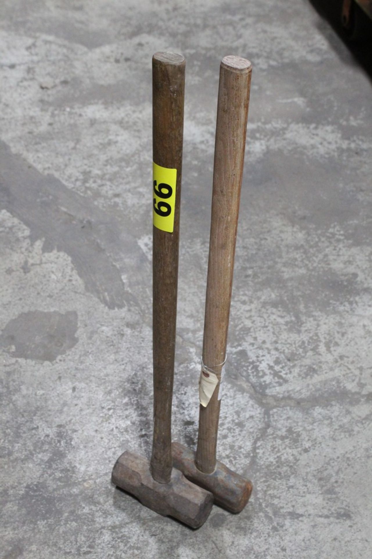 (2) SLEDGE HAMMERS WITH WOOD HANDLES