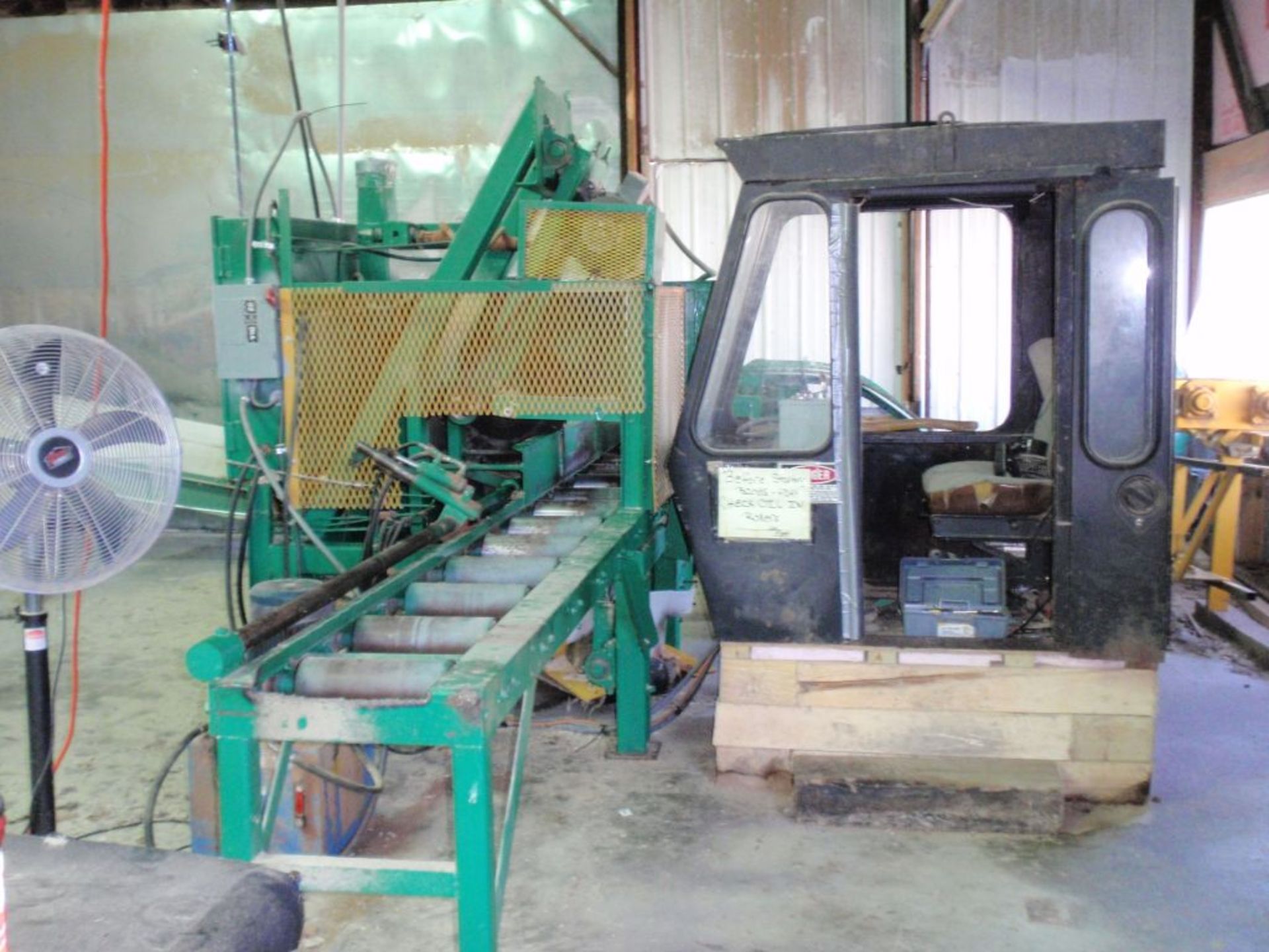 Pendew 2400 chopsaw w/infeed and outfeed.