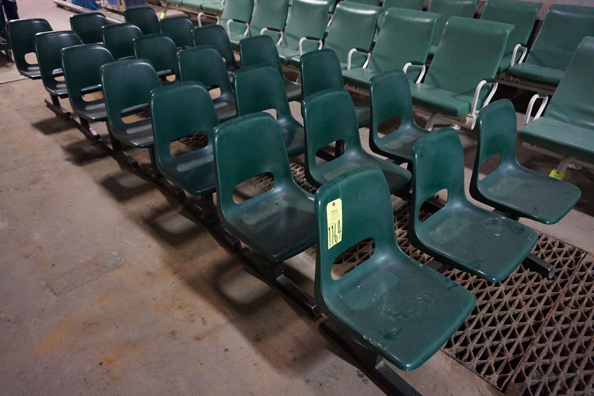 Sections of 3-Seat Green Plastic Sling Seating