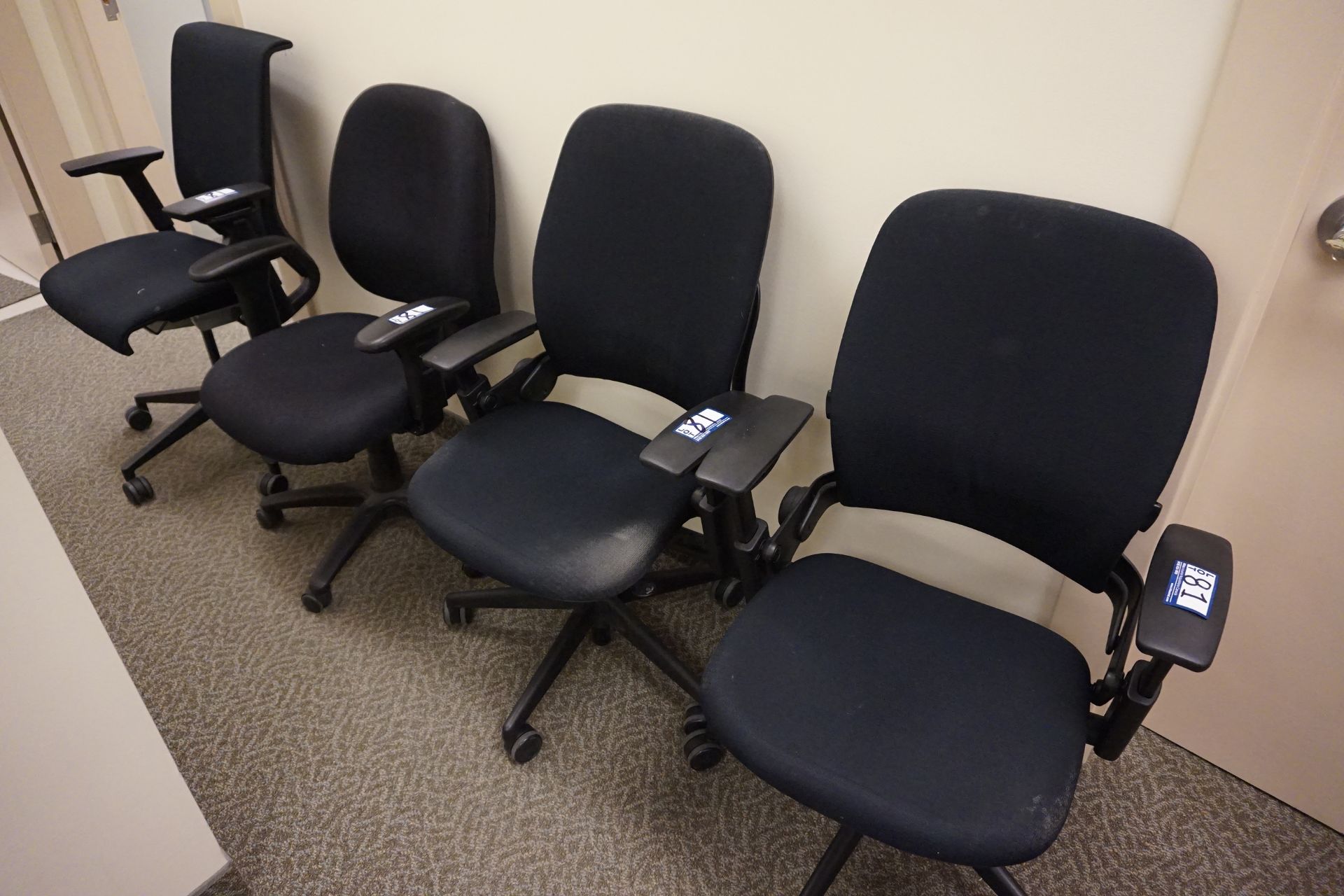 Steelcase Black Fabric Multi-Tilt Swivel Arm Chairs