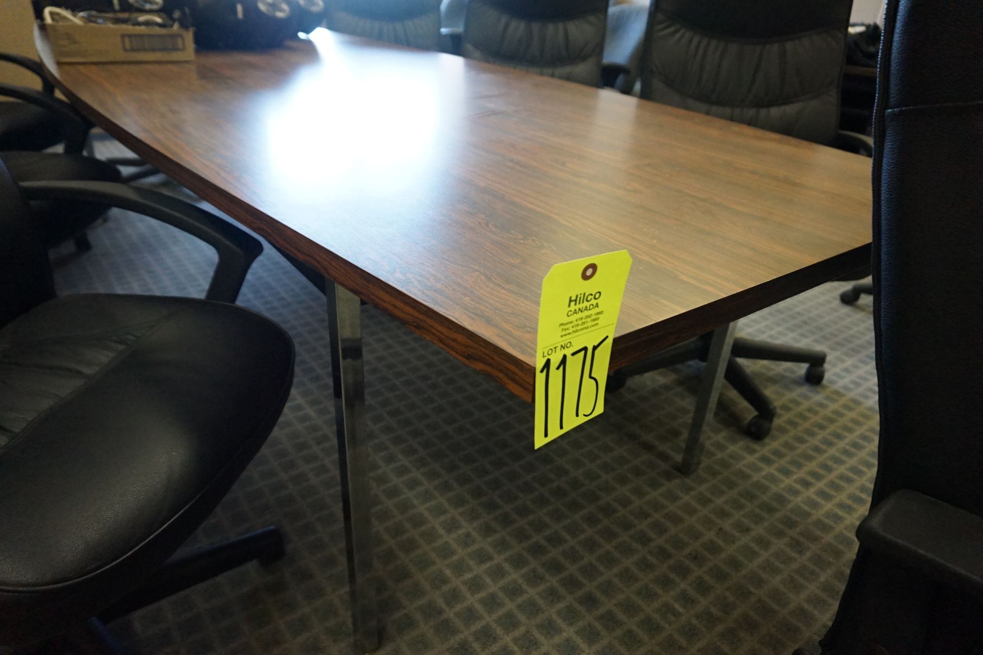 120" x 47" Boardroom Table with (8) Vinyl High Back Swivel Arm Chairs - Image 2 of 2