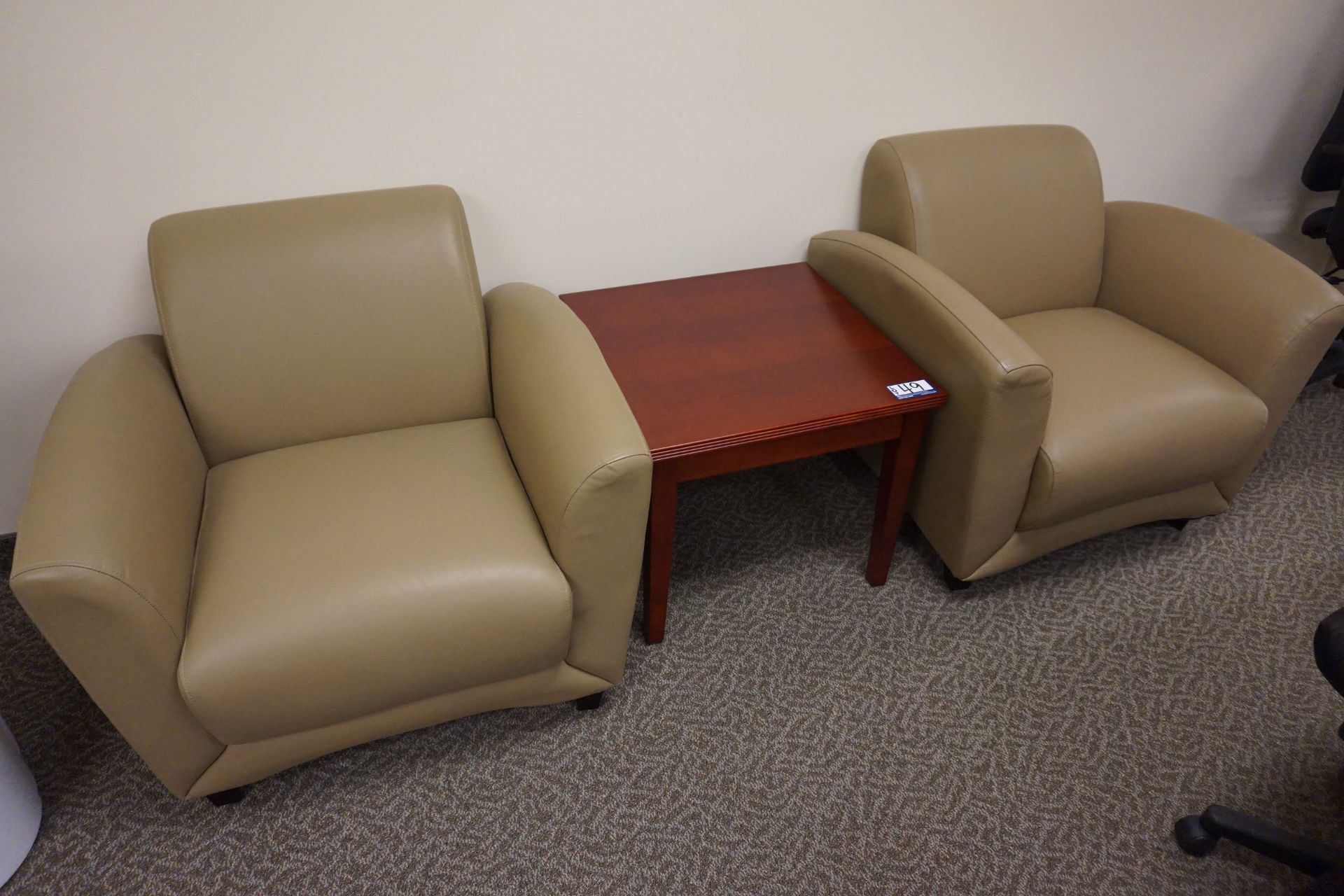 Beige Lounge Chair with Side Table