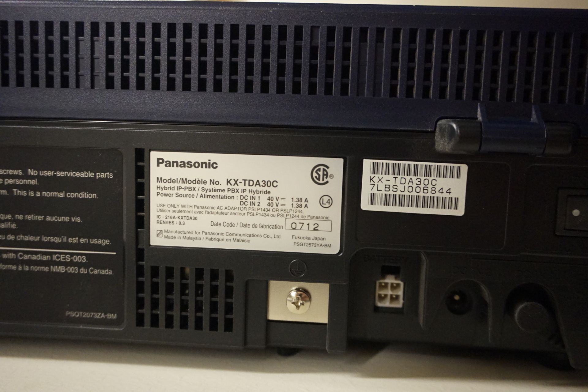 Panasonic Model KX-TDA30 Hybrid IP-PBX Telephone System - Image 2 of 2