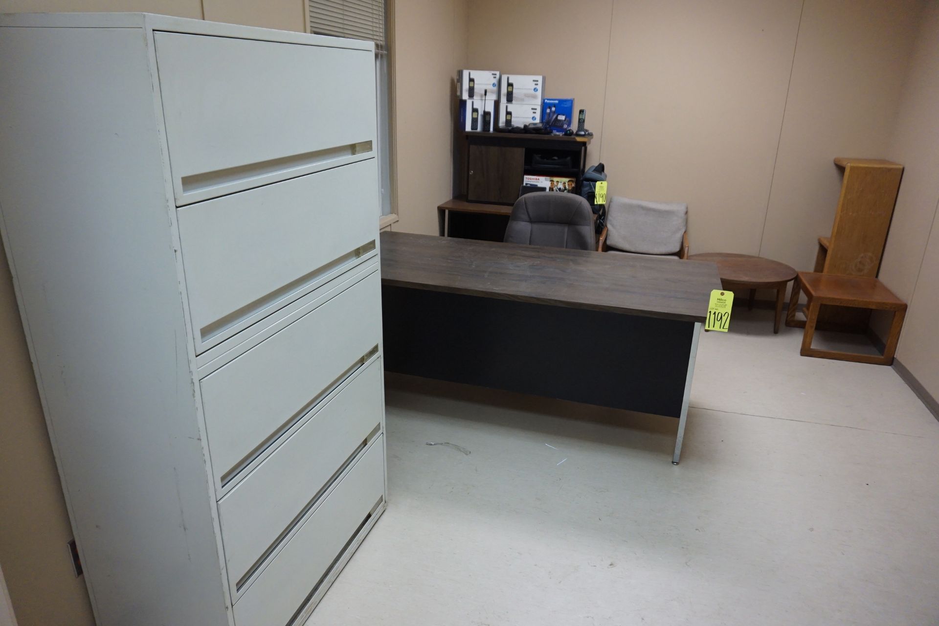 Cabinet with Desk & Chair, Etc.