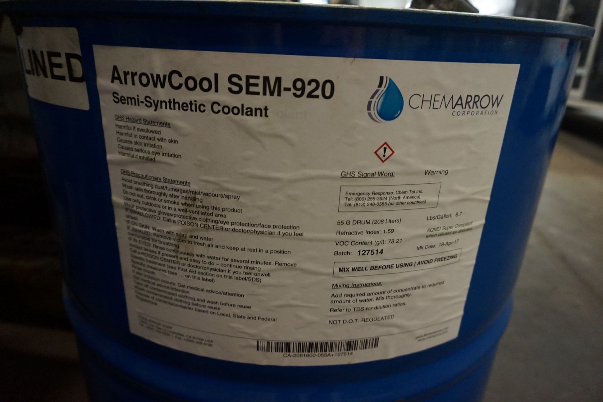 Lot of Arrow Cool SEM-920 Semi Synthetic Coolant with Lifting Frame, Coolant Mix - Image 2 of 3