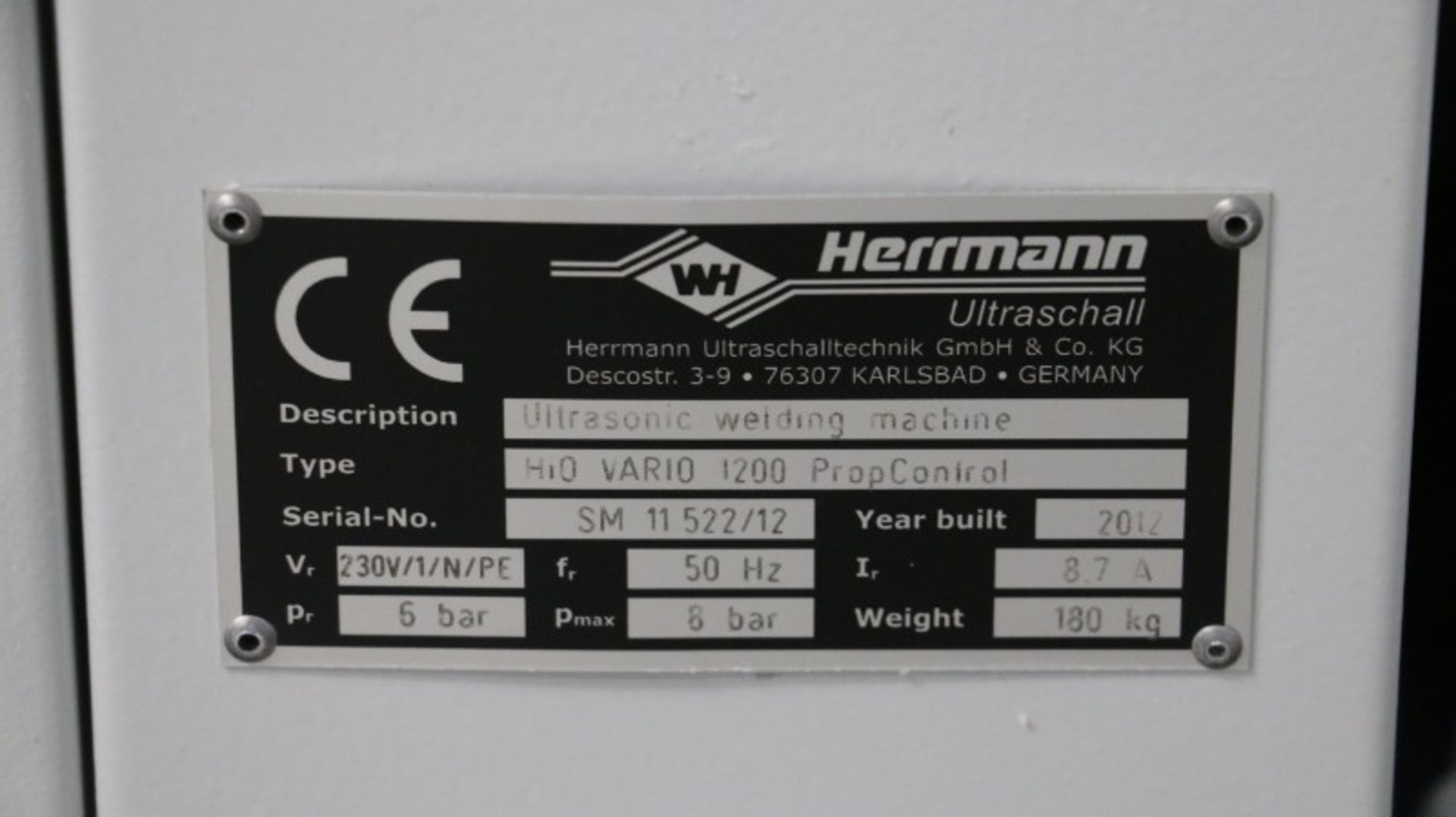 Herrmann Ultrasonics Model HiQ VARIO 1200 PropControl Ultrasonic Welder - Image 5 of 5