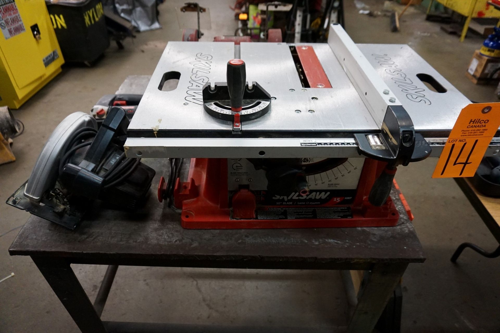 Skilsaw and Craftsman Jig, Circular Table Saw with Steel Table, Bench Grinder