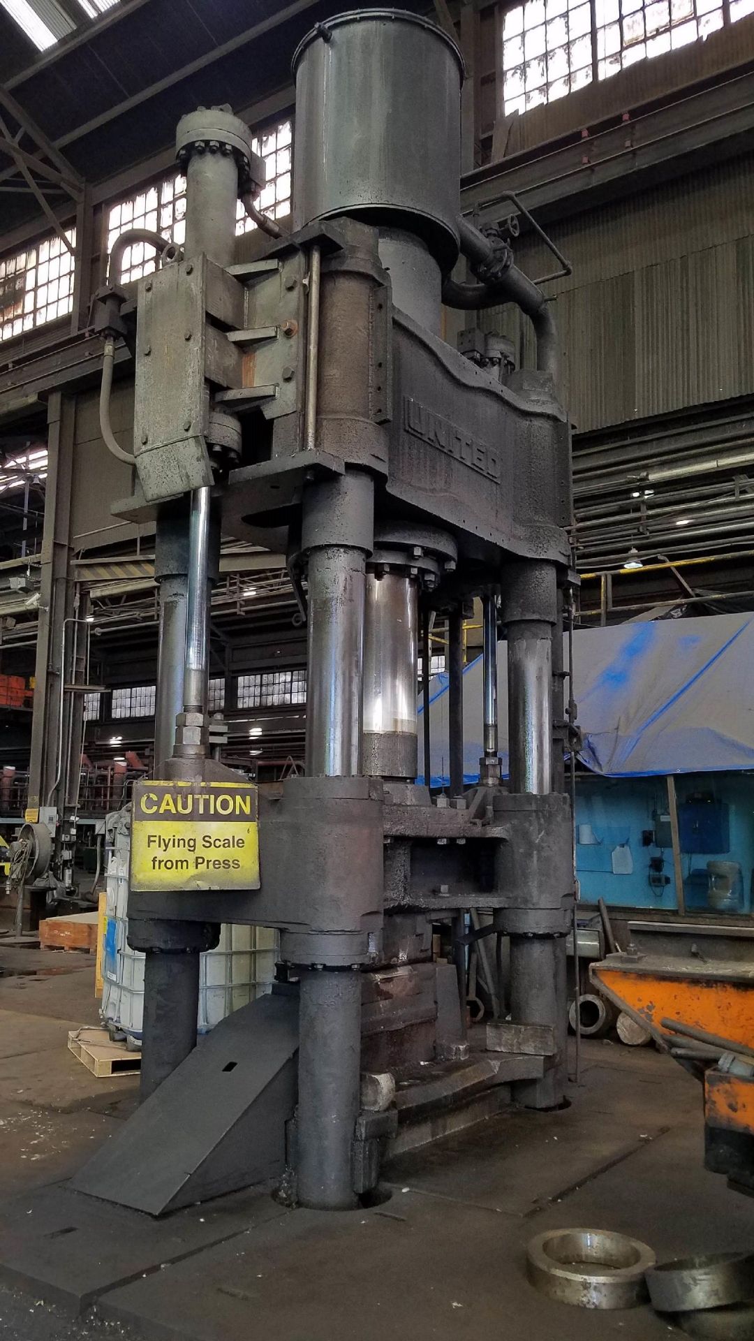 United Engineering & Foundry Company 1,250-Ton 4-Post Down Acting Hydraulic Forging Press