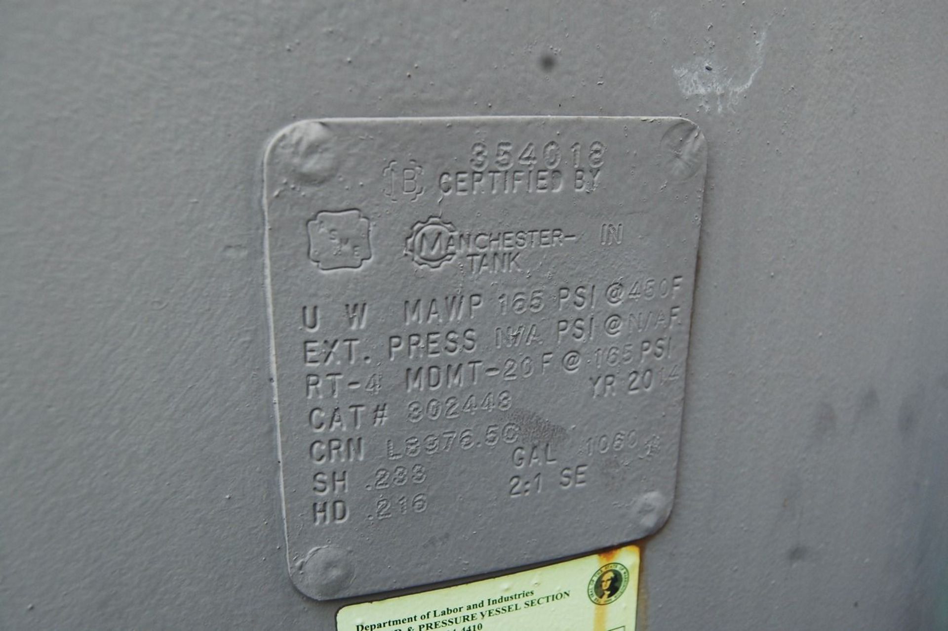 Manchester Cat # 302443 1060 Gallon Air Receiver Tank - Image 4 of 4