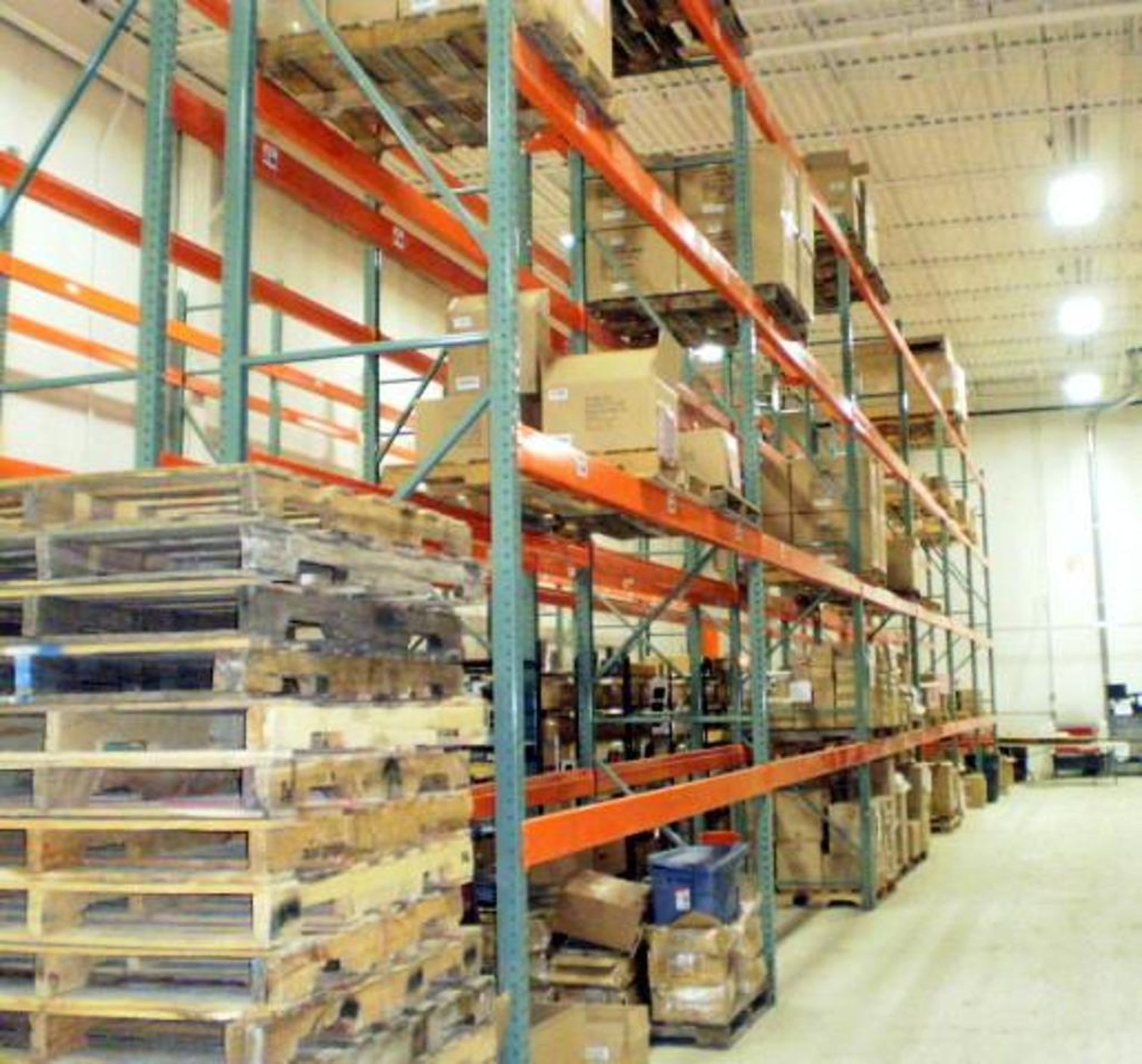 Pallet Rack (Double Row)-18'H X 12'W X 42"D, 14 Uprights, 84 Beams; Racks Only No Contents.