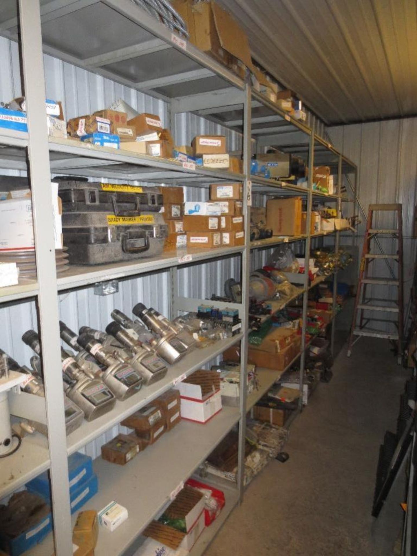 Four Shelves With A Large Quantity of Various Electrical Components, To Much To List, See Pictures C