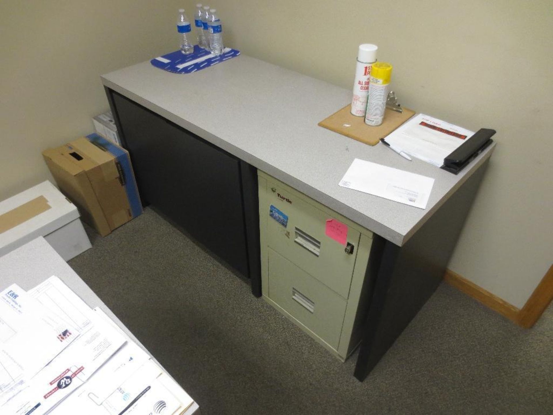 Desk, Four Draw File Cabinet, Cabinet, Small Table, Small Shelf, Two Draw Fire Proof File Cabinet, N - Image 3 of 3