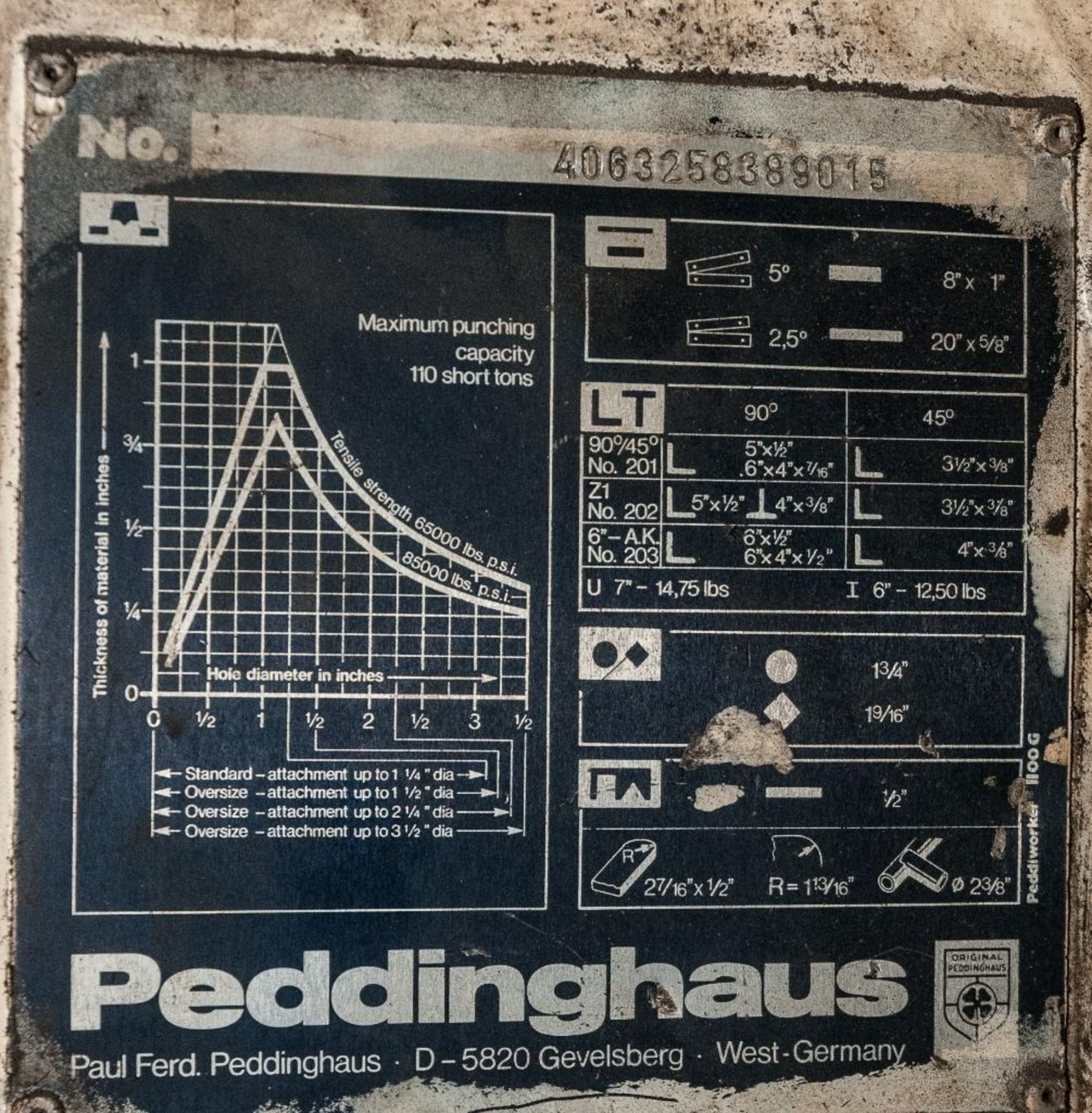 Peddinghaus Model 1100G, s/n 40632583890, 110 Ton Iron worker With Motorized Feed Table, LOCATED-Sup - Image 4 of 7