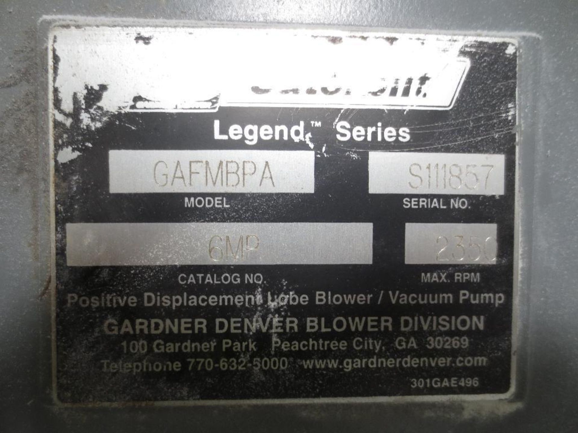 Gardner Denver Vacuum Pump With Filter M/N GAFMBA S/N S111857 - Image 3 of 3