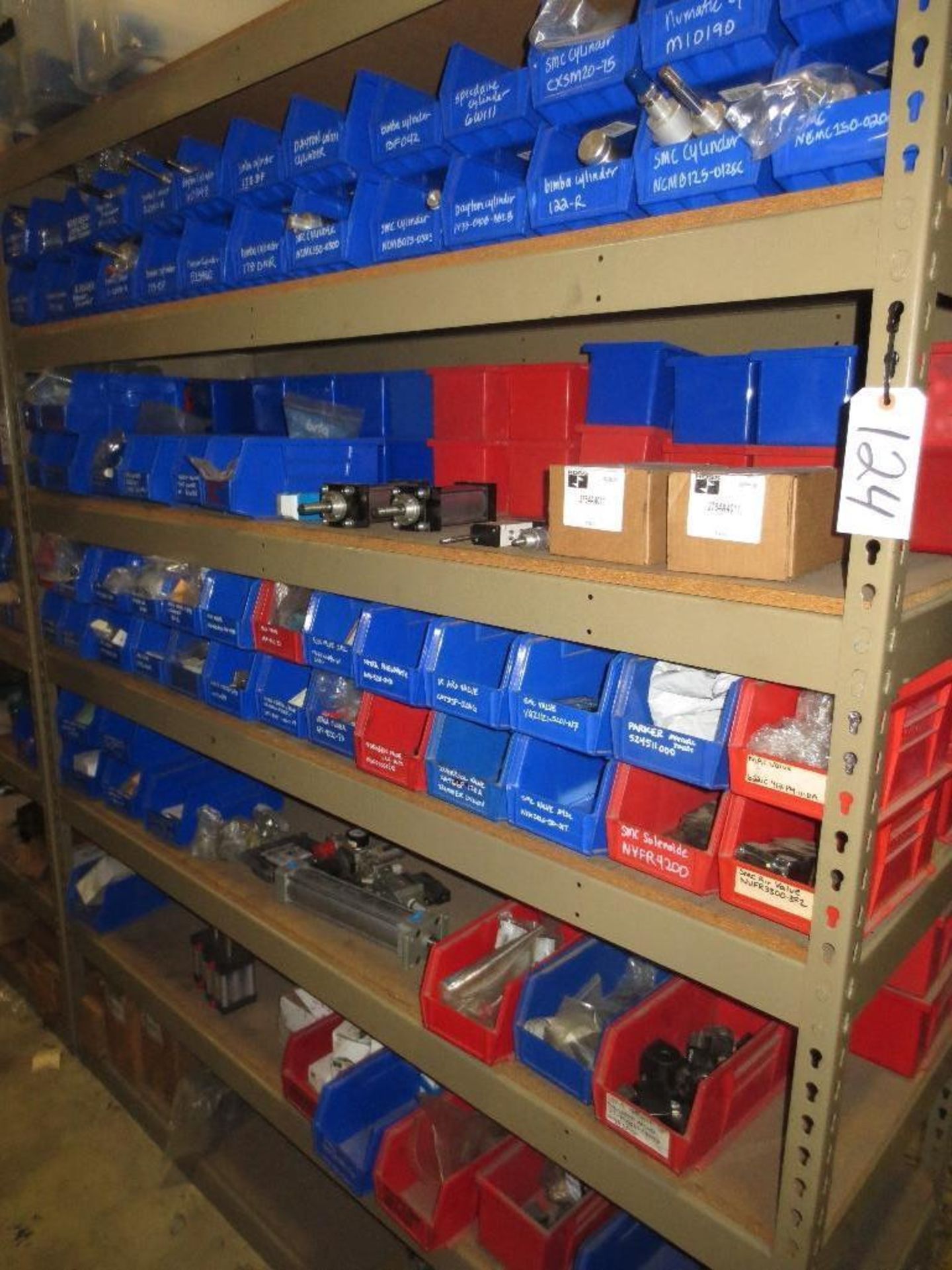 Shelf Plus Contents Of Various Size Pneumatic Cylinders & Valves