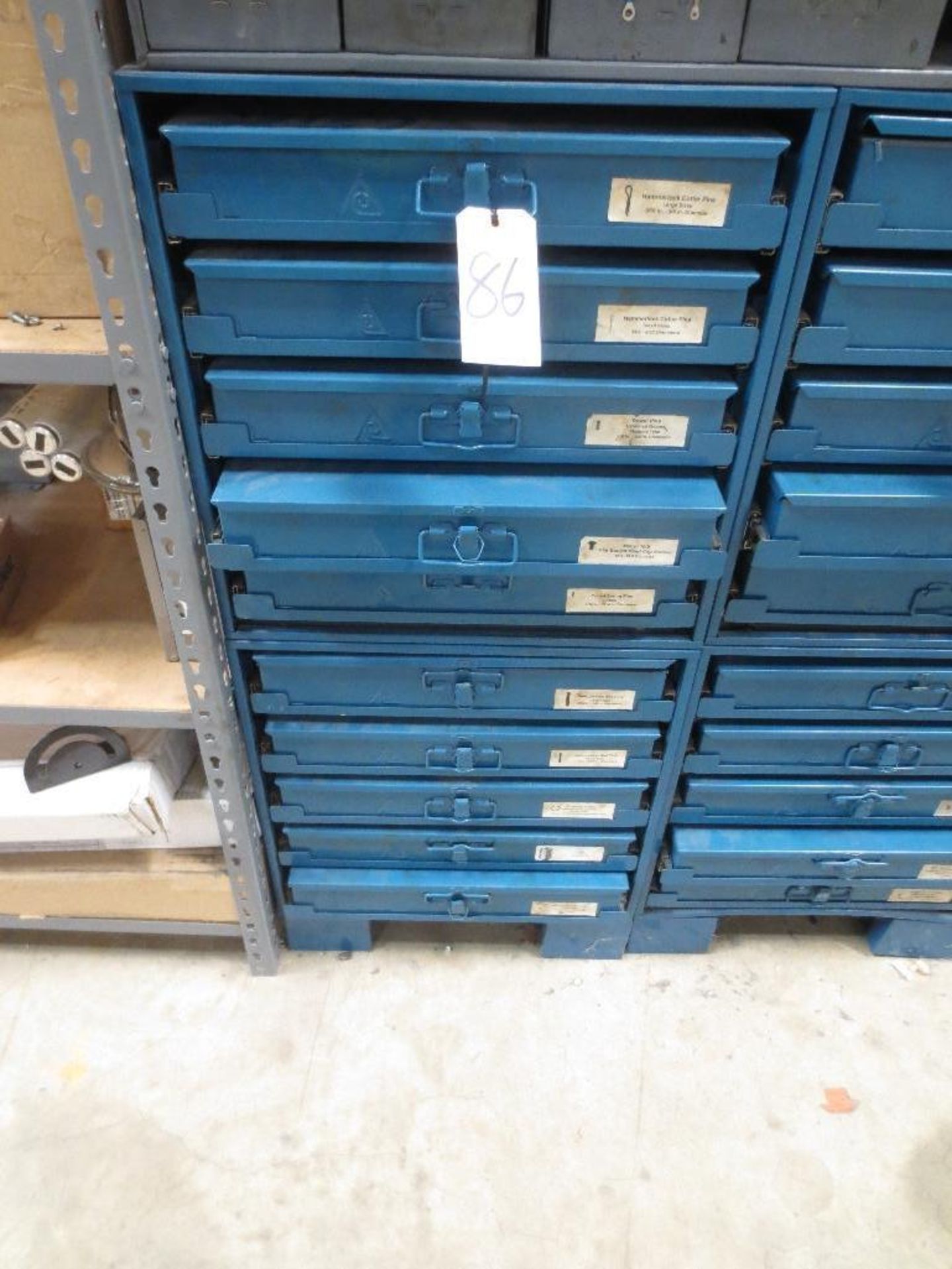 Two Five Drawer Compartment Cabinets With Misc. Contents Of Cotter Pins, Screws, Dowel Pins, Retaini