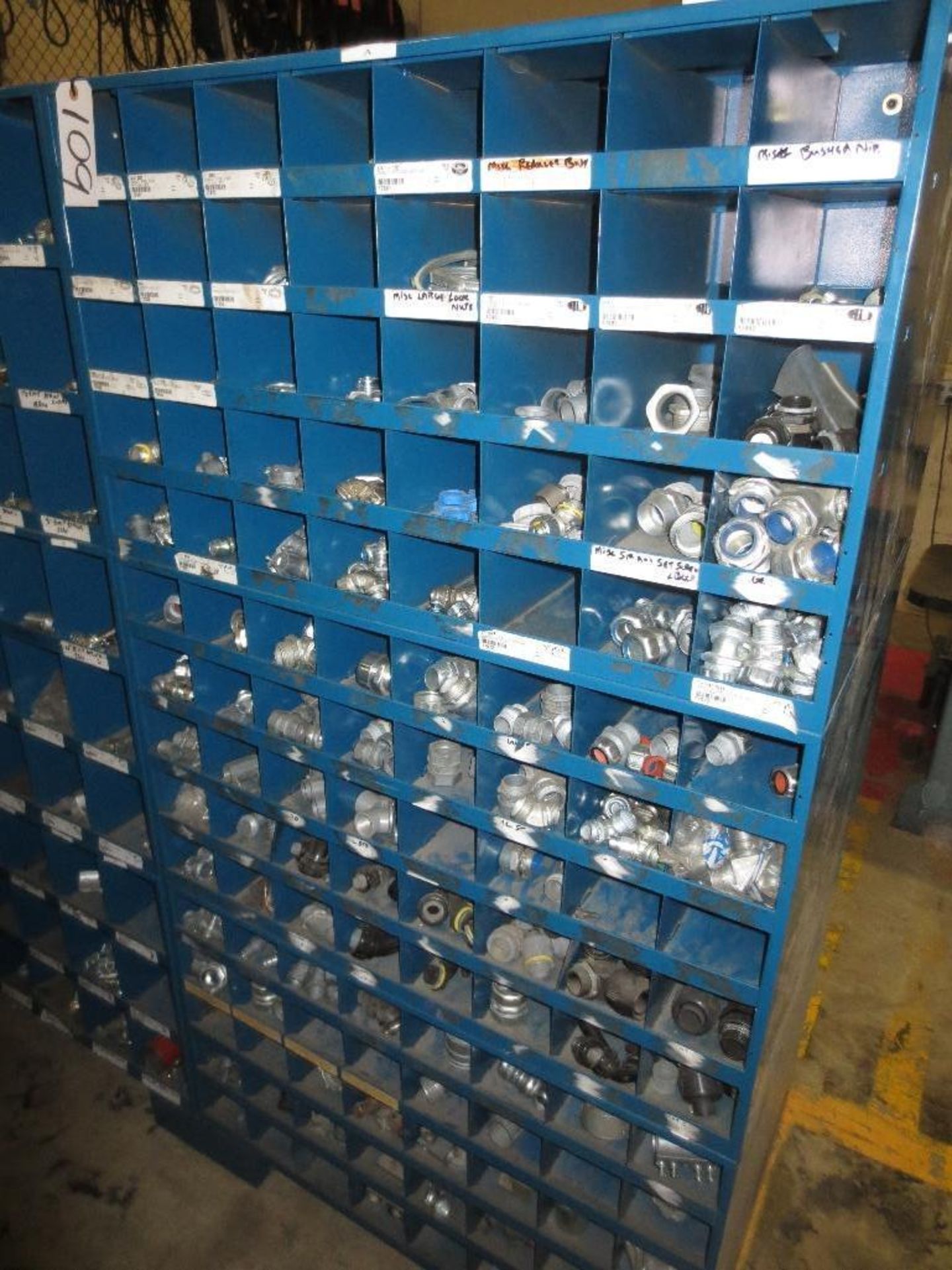 Three Compartment Bins Of Conduit Straps & Couplings