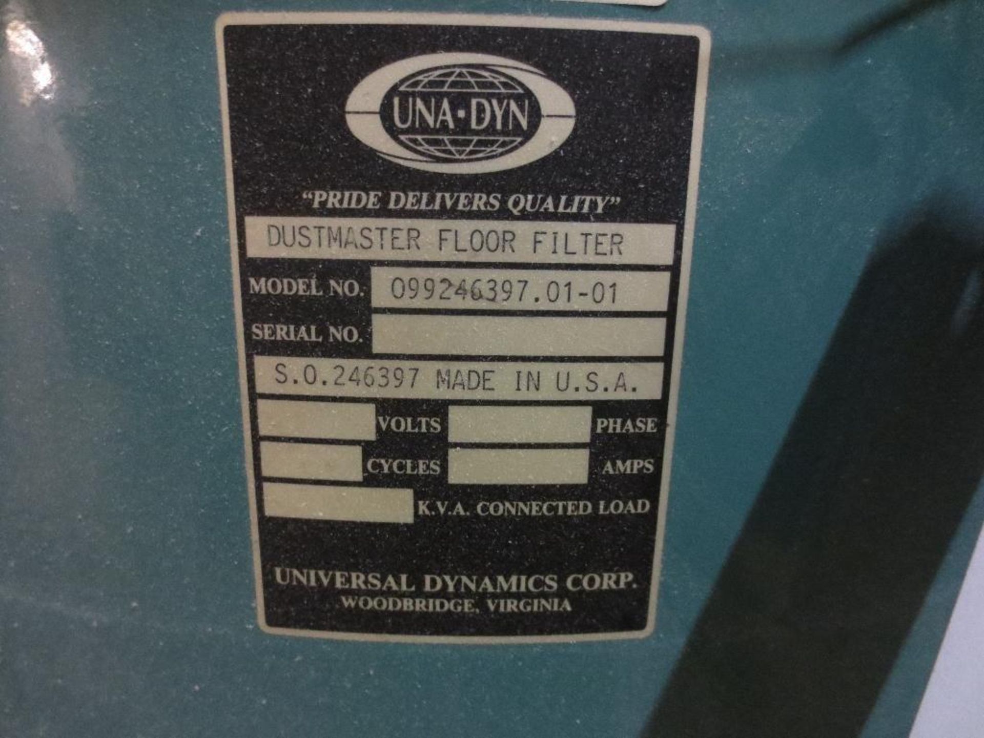 Una-Dyn Dustmaster Floor Filter M/N 099246397.01-01 - Image 2 of 2