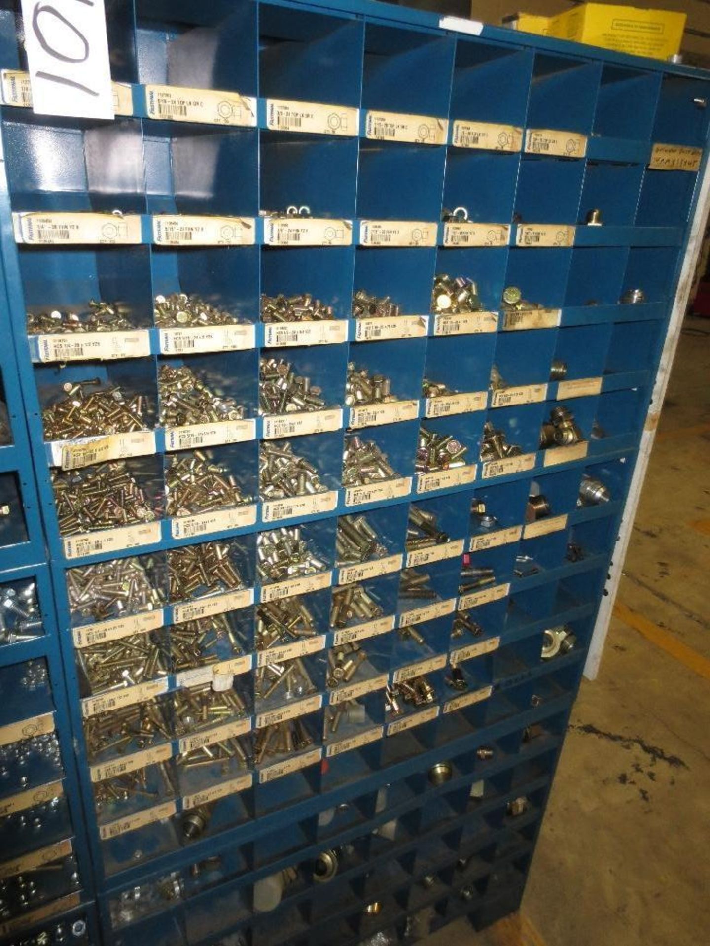 Three Compartment Bins Of Nuts, Bolts, Couplings