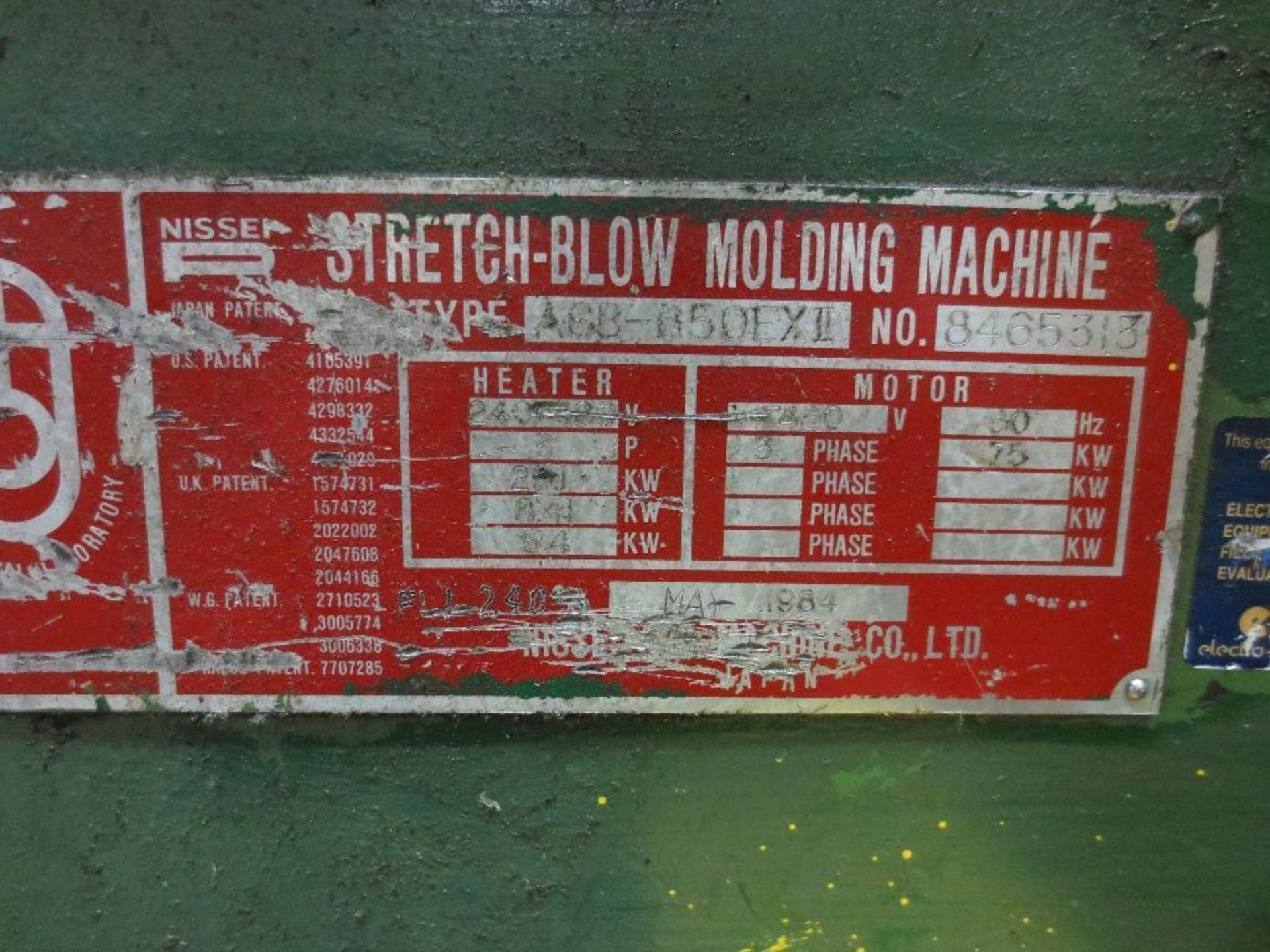 Nissei Stretch Blow Molding Machine, M/N ASB650EX II, S/N 8465313, Mfg. Date 5/84 - Image 18 of 18