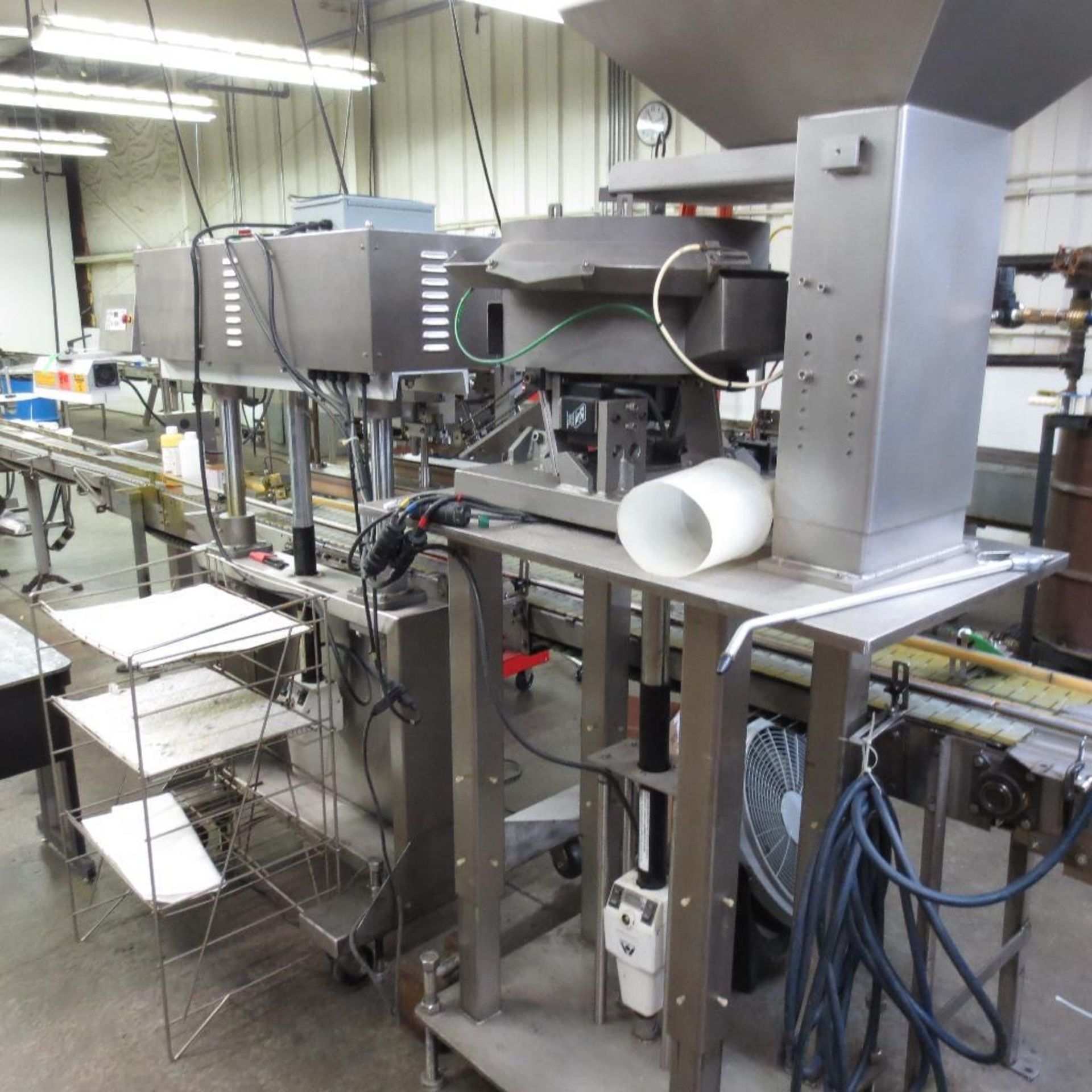 SureKap Model SK600SP 6 Quill inline Spindle Capper, Dual Side Belt Conveyor, Feed Bowl, Stand, Stai - Image 6 of 8