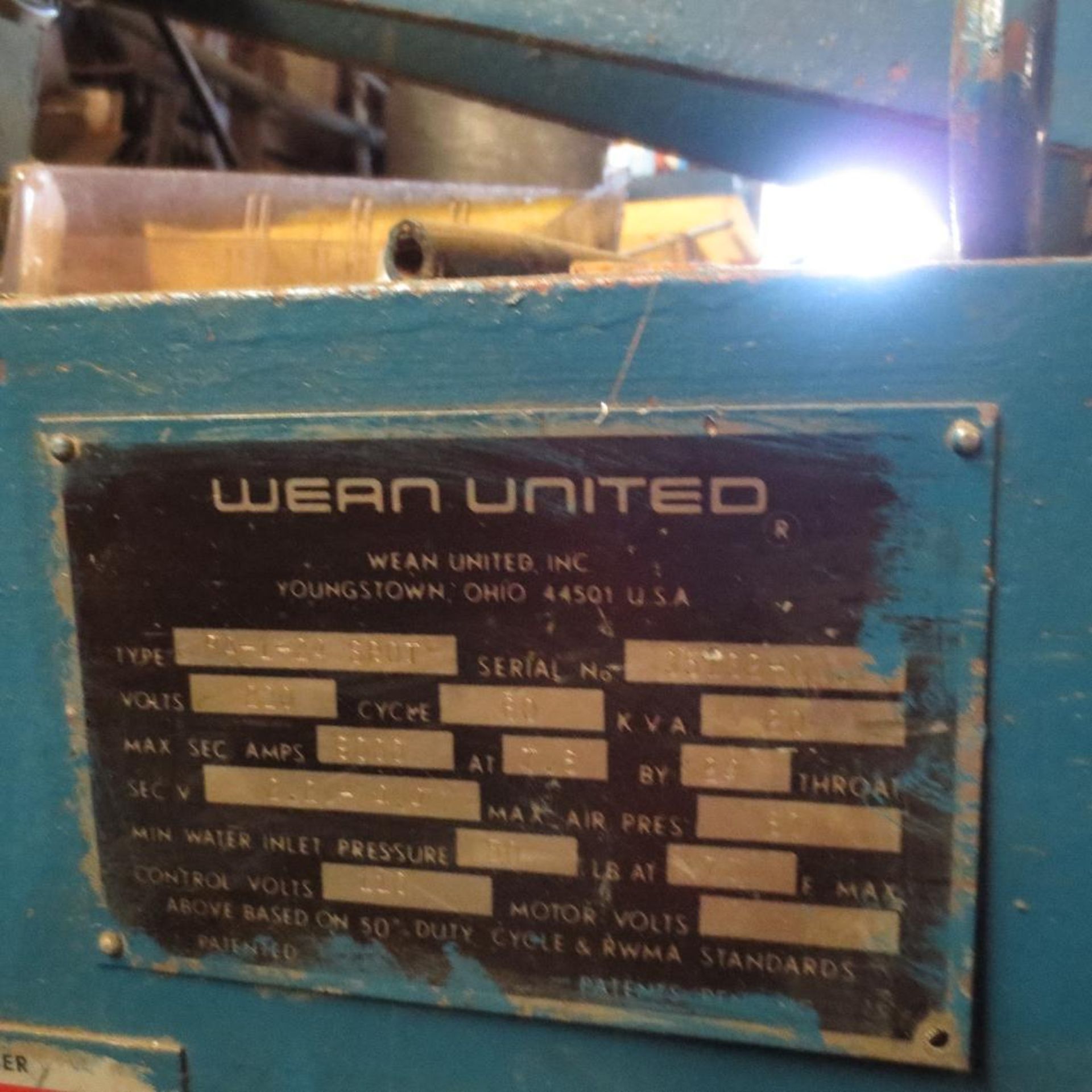 Wean United 20 KVA Rocker Arm Spot Welder, Model RA-1-24-SPOT, S/N 35132-01- - Image 3 of 4