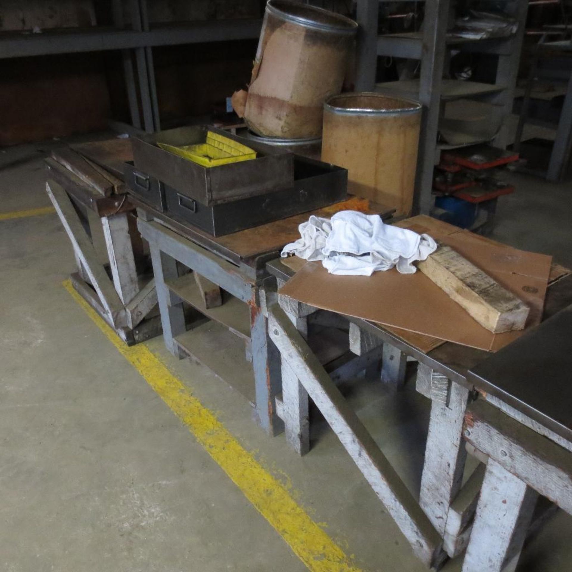 Cart With (16) Wood Tables with metal tops - Image 3 of 3