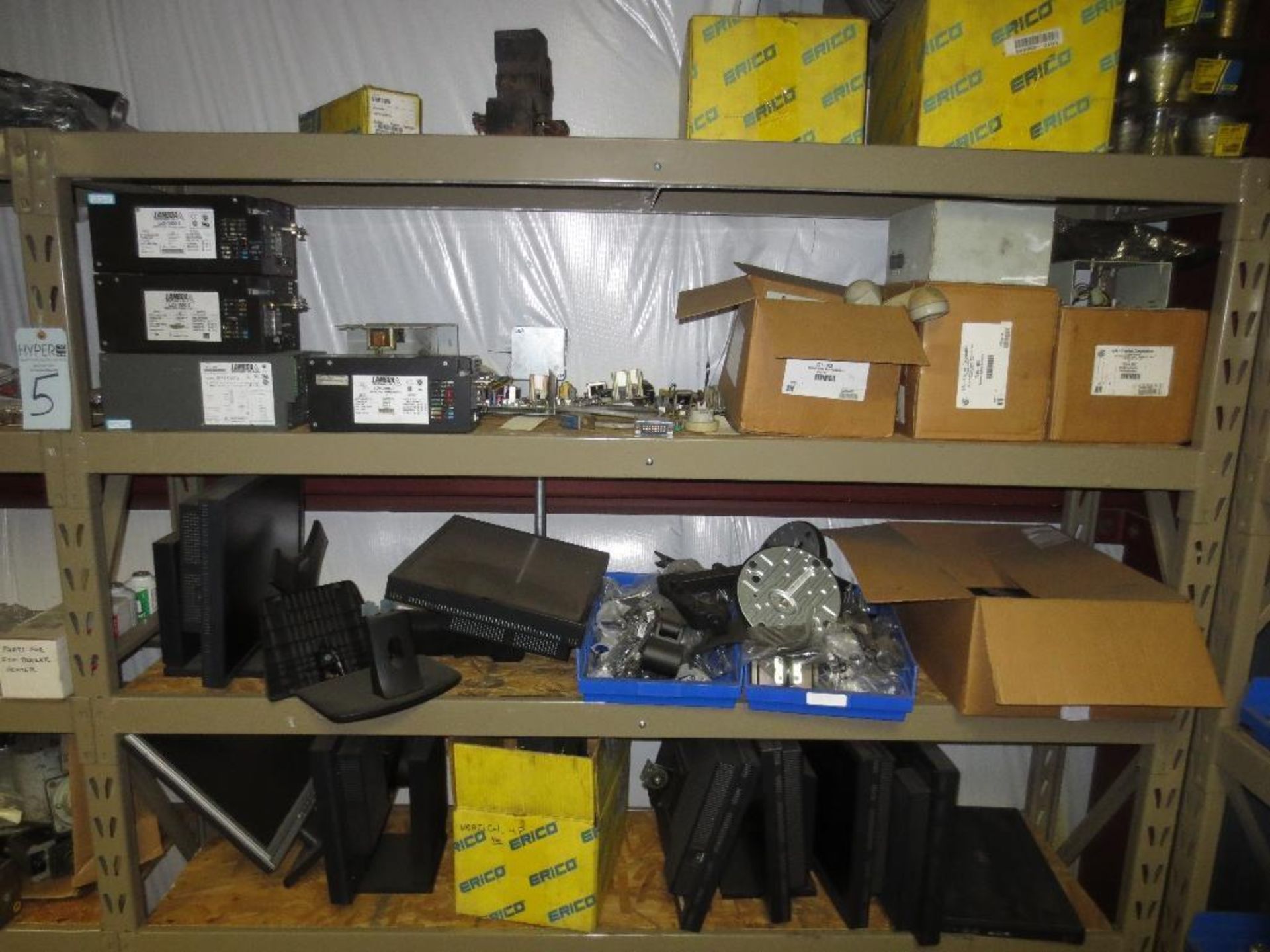 Contents Only on Two Shelves of Monitors, Power Supply's, Emergency Lights, Exit Lights etc. - Image 2 of 7