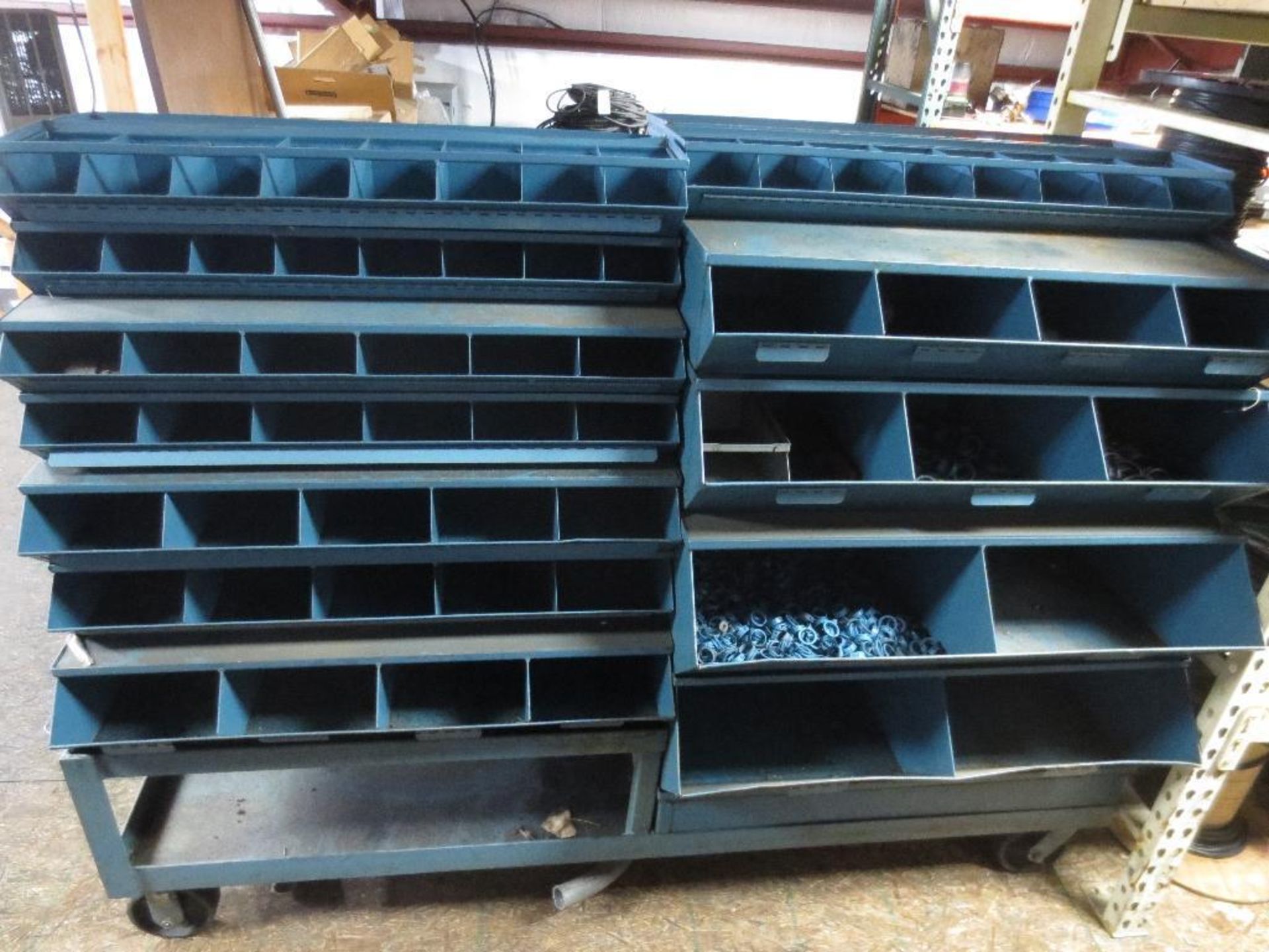 Double sided parts bin cart with small amount of contents. - Image 2 of 2