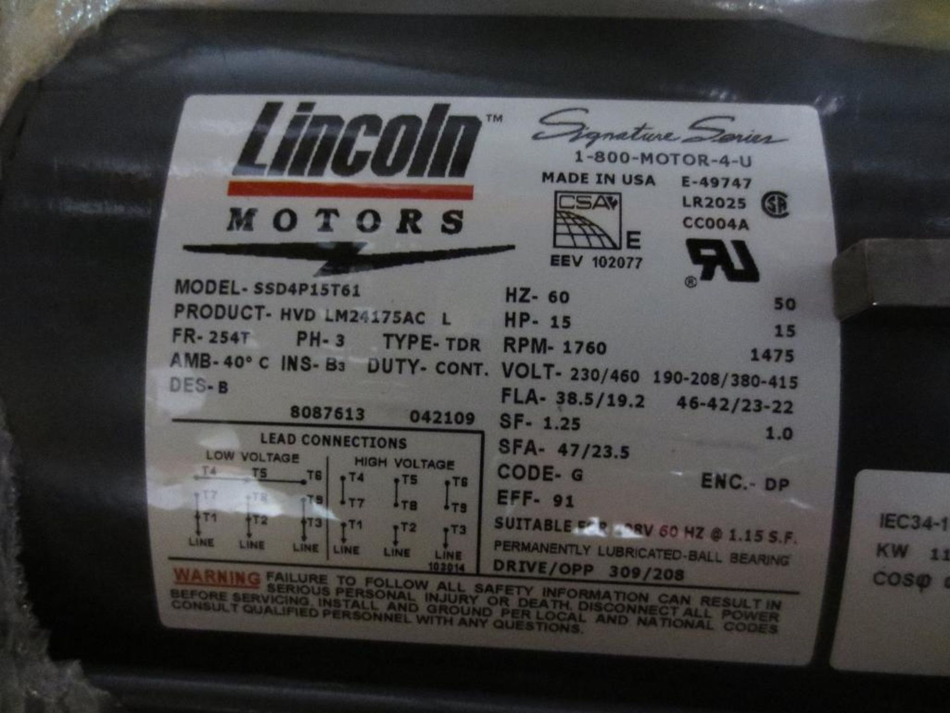Lincoln Motor 15hp - Image 2 of 2