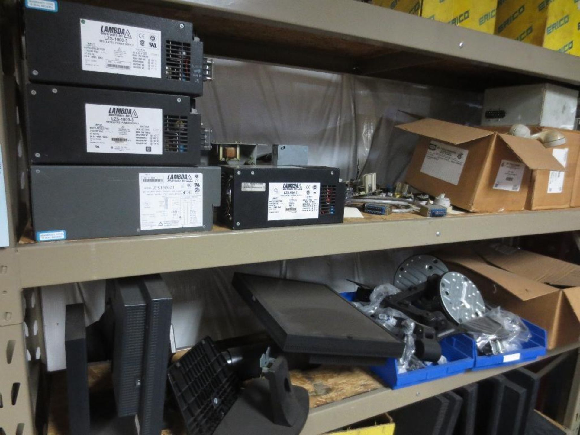 Contents Only on Two Shelves of Monitors, Power Supply's, Emergency Lights, Exit Lights etc. - Image 4 of 7