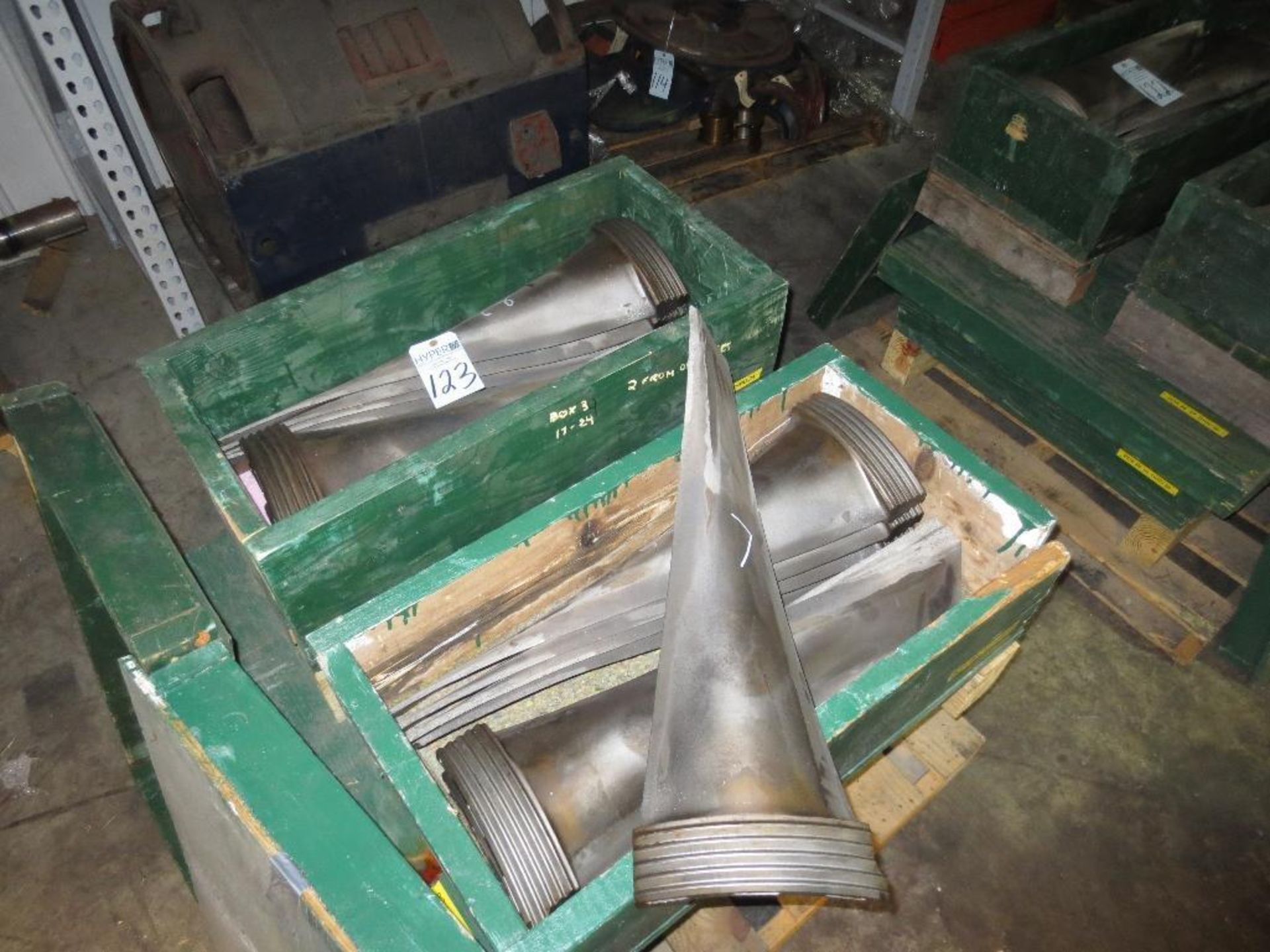 Four Crates of 32" Cast Iron Turbine Blades, 8 Blades to a Crate