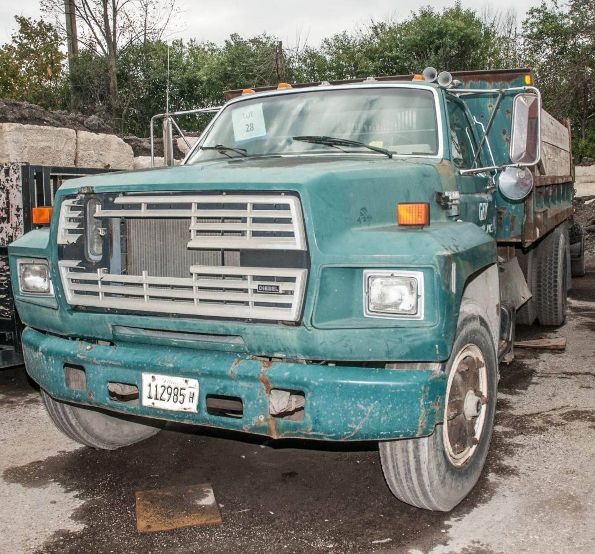 1988 Ford Model F800 4x2 Conventional Cab and Chassis; VIN 1FDXK84A8JVA42037; 14" Dump Body and 7.8