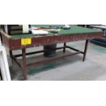 STEEL/CARPETED WOOD TOP WORK TABLE, 48"D X 5'L X 37"T