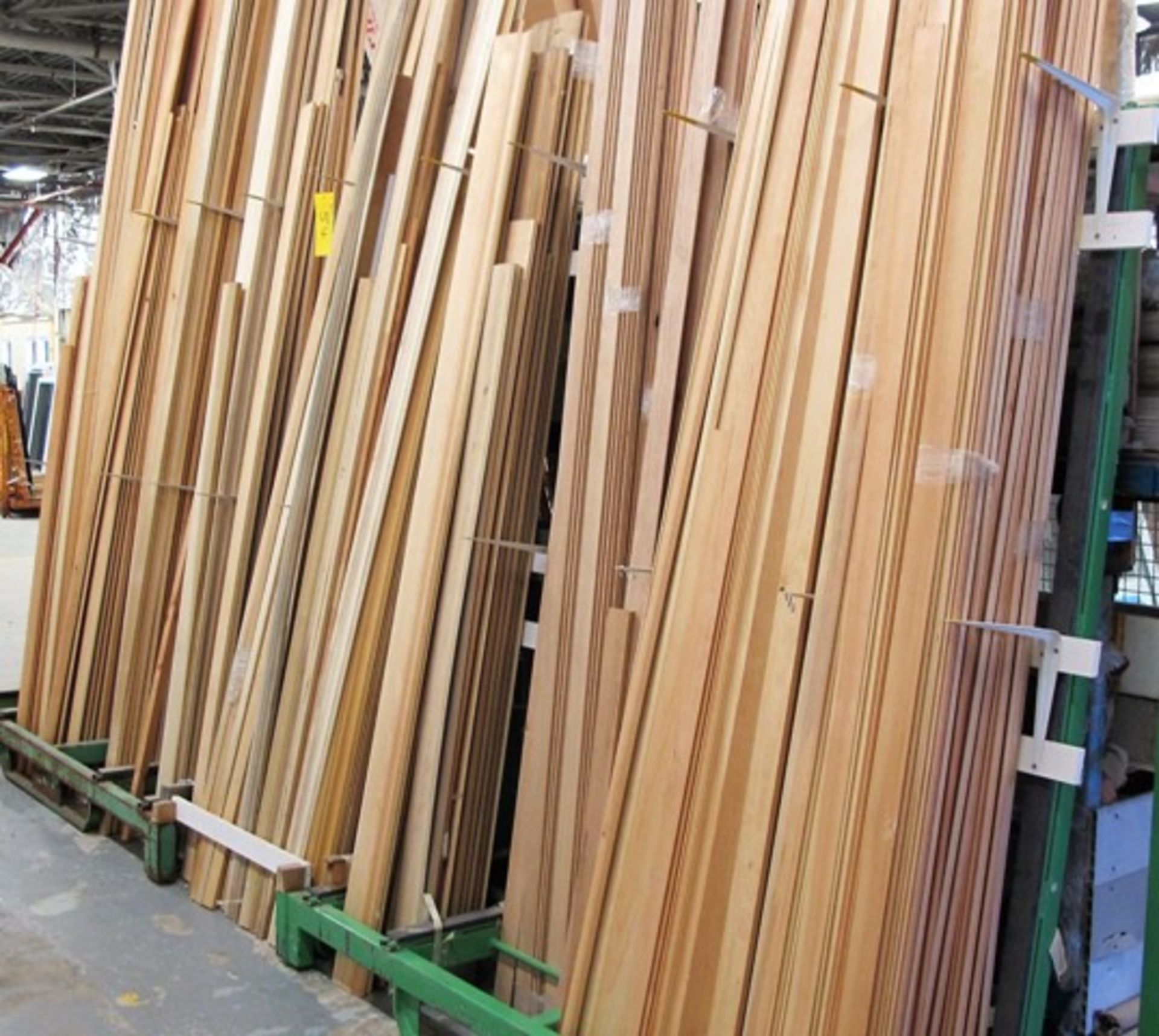 LOT OF WOOD FINISHING TRIM (UP TO 14'L) W/2 RACKS