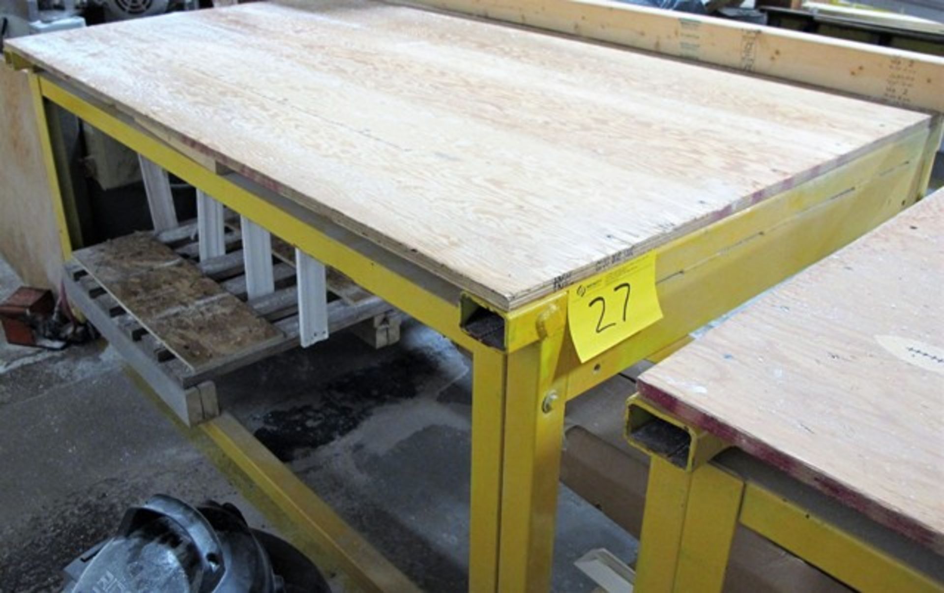 STEEL/WOOD TOP WORK TABLE, 44"D X 70"L X 36"T