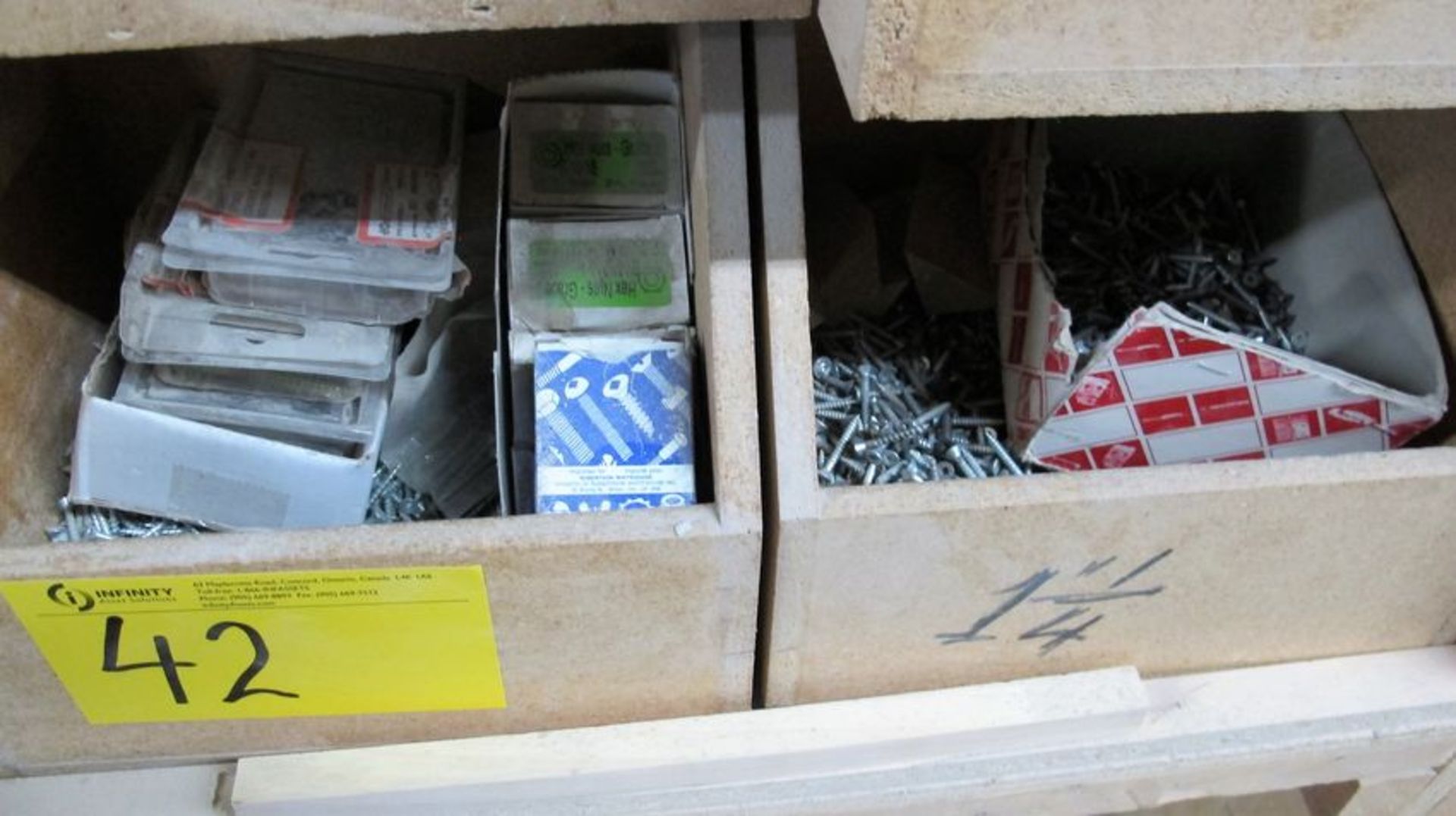 CONTENTS OF (2) SECTIONS OF SHELVING INCLUDING ASST. HARDWARE, FIXTURES, BOLTS, SCREWS, ETC. - Image 4 of 12