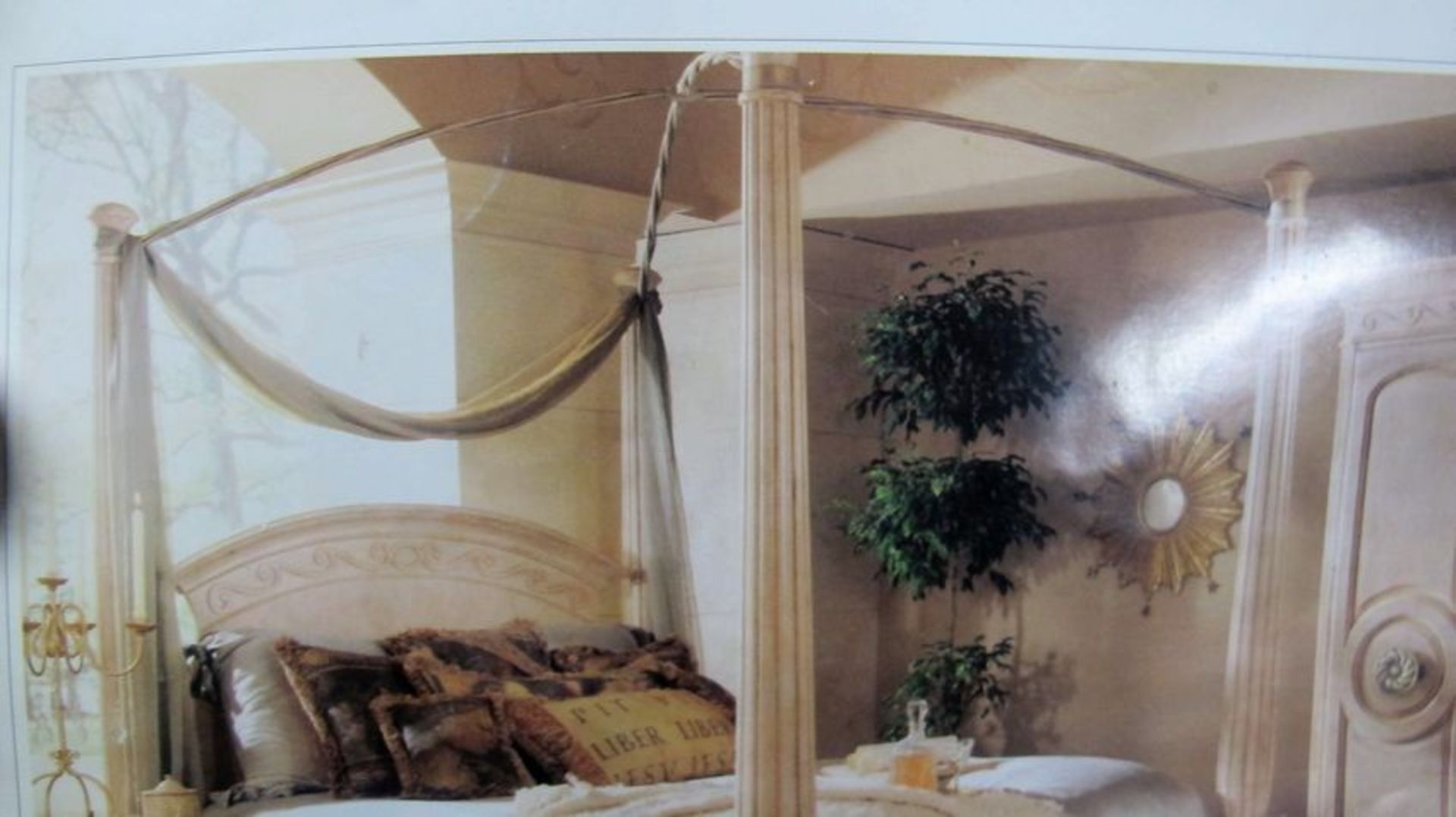 LOT OF CANOPY BED ROD IRON DECORATIVE FIXTURES (NOTE: THE SECOND PHOTO SHOWS WHAT THE RODS ARE - Image 2 of 2