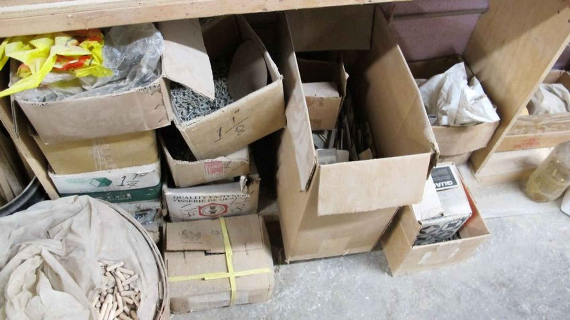 CONTENTS OF (2) SECTIONS OF SHELVING INCLUDING ASST. HARDWARE, FIXTURES, BOLTS, SCREWS, ETC. - Image 2 of 12